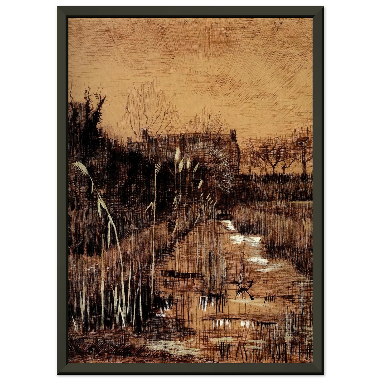 Vincent van Gogh  Ditch Framed Art Print  - Aluminum Frame - 60x80 cm / 24x32 inches