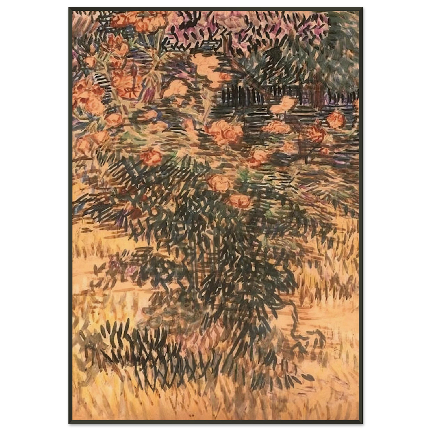 Vincent van Gogh  Oleanders the Hospital Garden at SaintRemy Framed Art Print  - Aluminum Frame - 21x29.7 cm / 8x12"