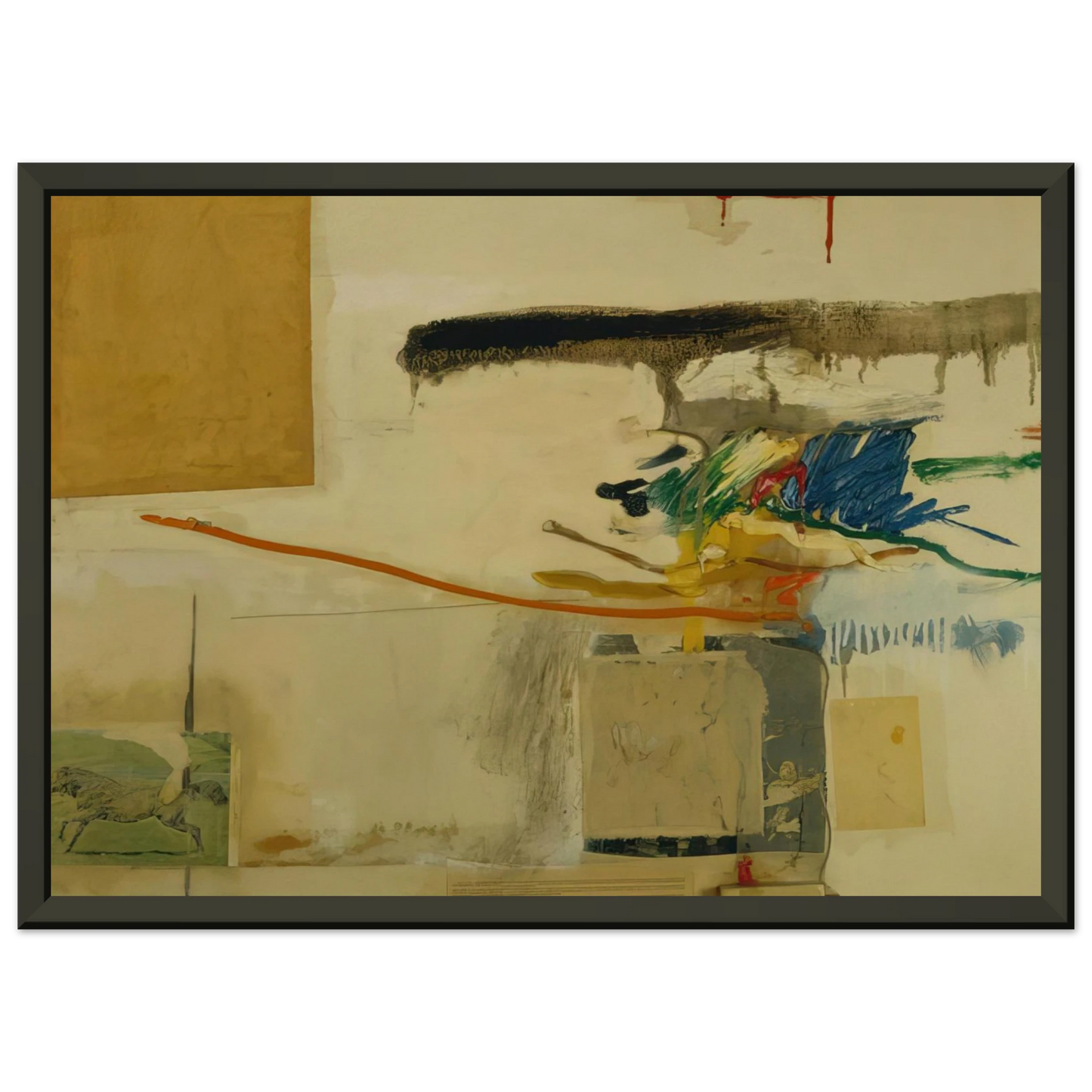 Robert Rauschenberg UNTITLED FORMERLY TITLED COLLAGE WITH HORSE 1957 Framed Art Print - Aluminum Frame - 60x80 cm / 24x32 inches