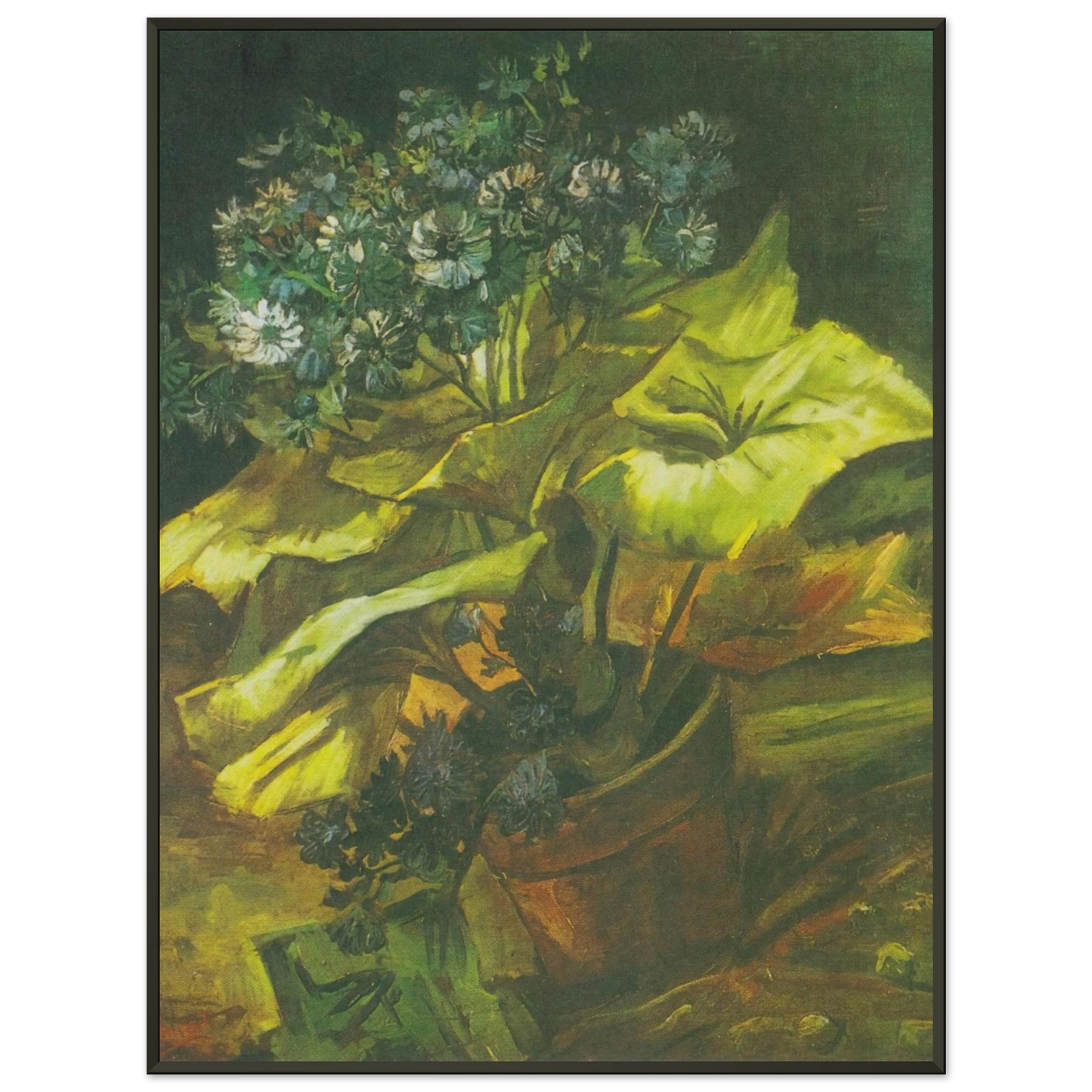 Vincent van Gogh Flower Pot with Asters Framed Art Print - Aluminum Frame - 60x80 cm / 24x32 inches