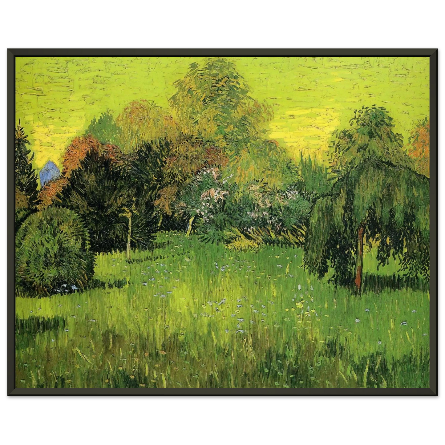 Vincent van Gogh  Public Park with Weeping Willow The Poet s Garden I Framed Art Print  - Aluminum Frame - 60x80 cm / 24x32 inches
