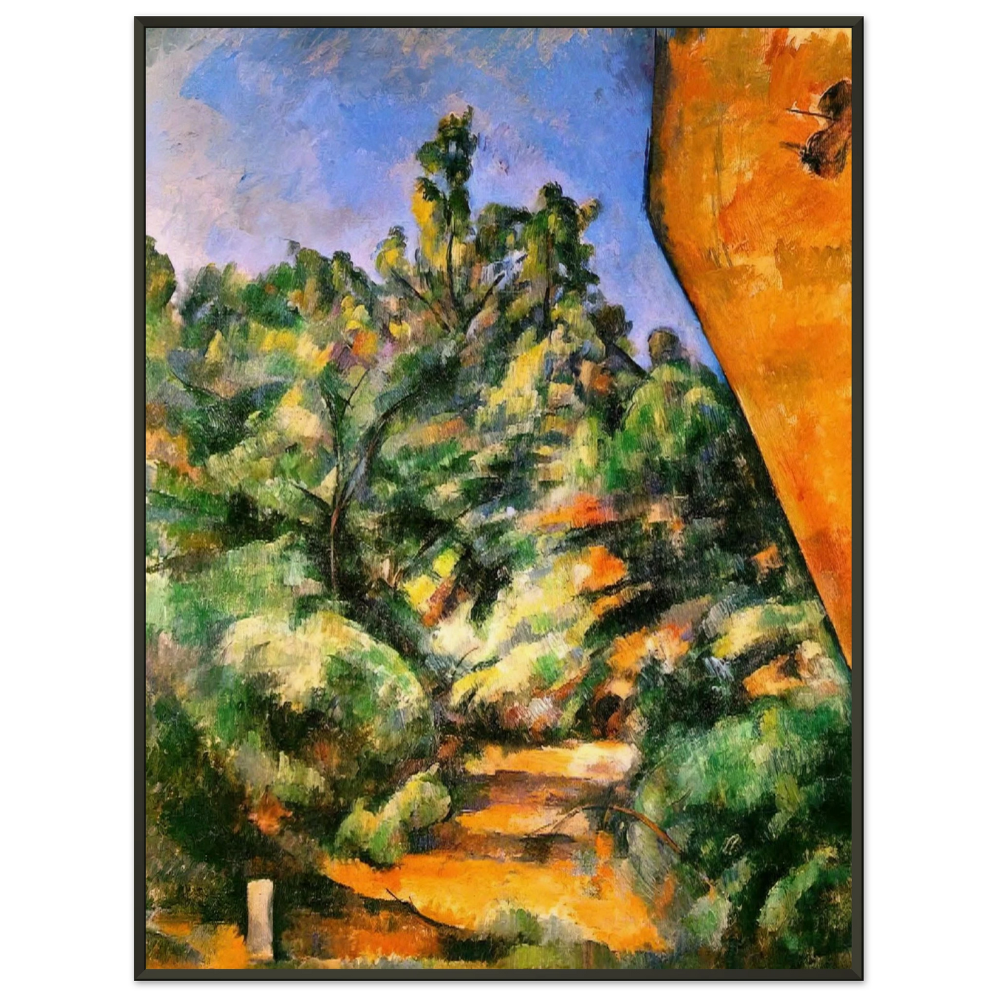 Paul Cezanne Bibemus The Red Rock Framed Art Print - Aluminum Frame - 70x100 cm / 28x40 inches