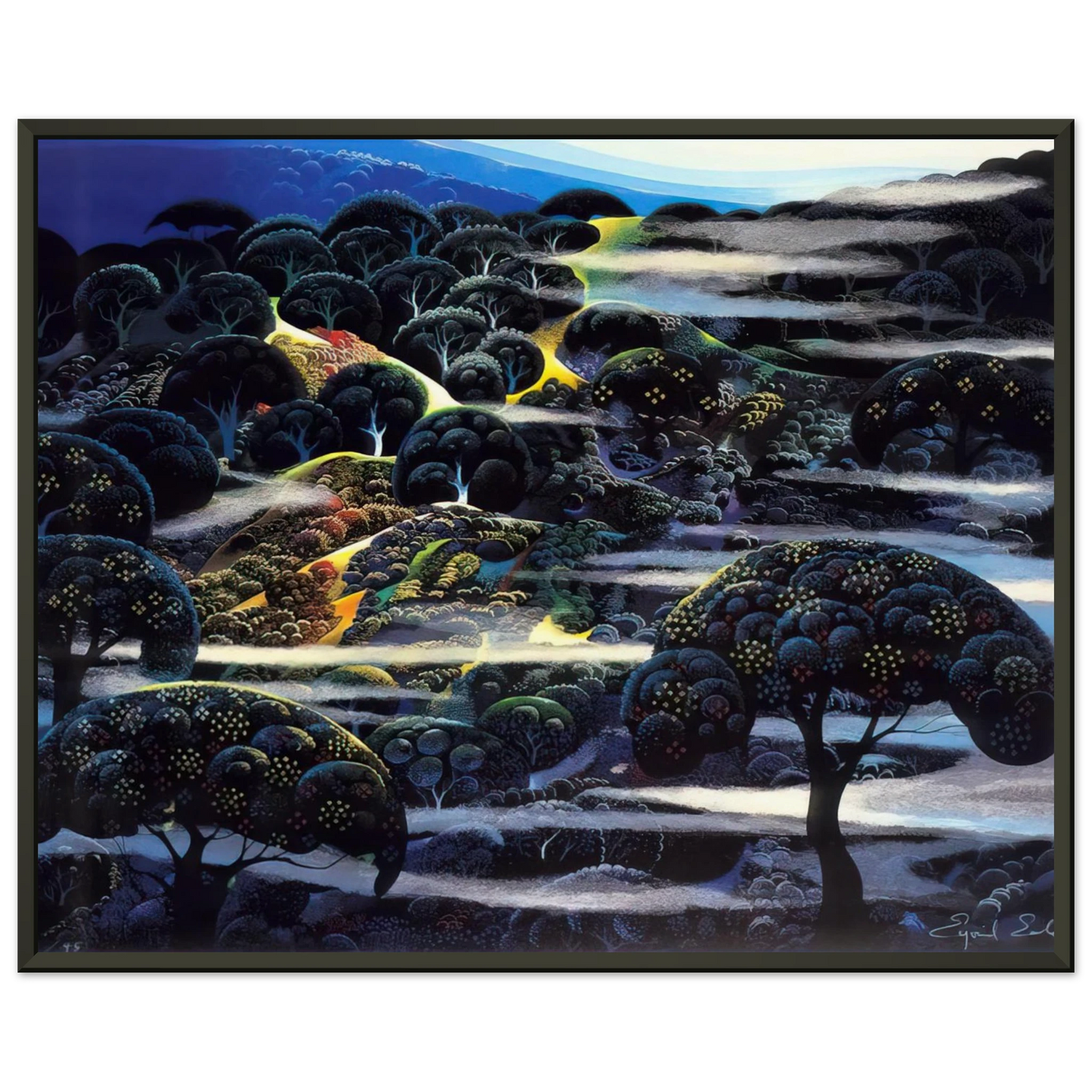 Eyvind Earle  Garden of Eden Framed Art Print  - Aluminum Frame - 70x100 cm / 28x40 inches