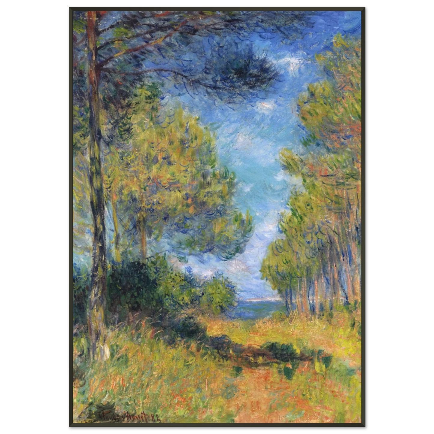 claude monet  Path at Varengeville Framed Art Print  - Aluminum Frame - 21x29.7 cm / 8x12"