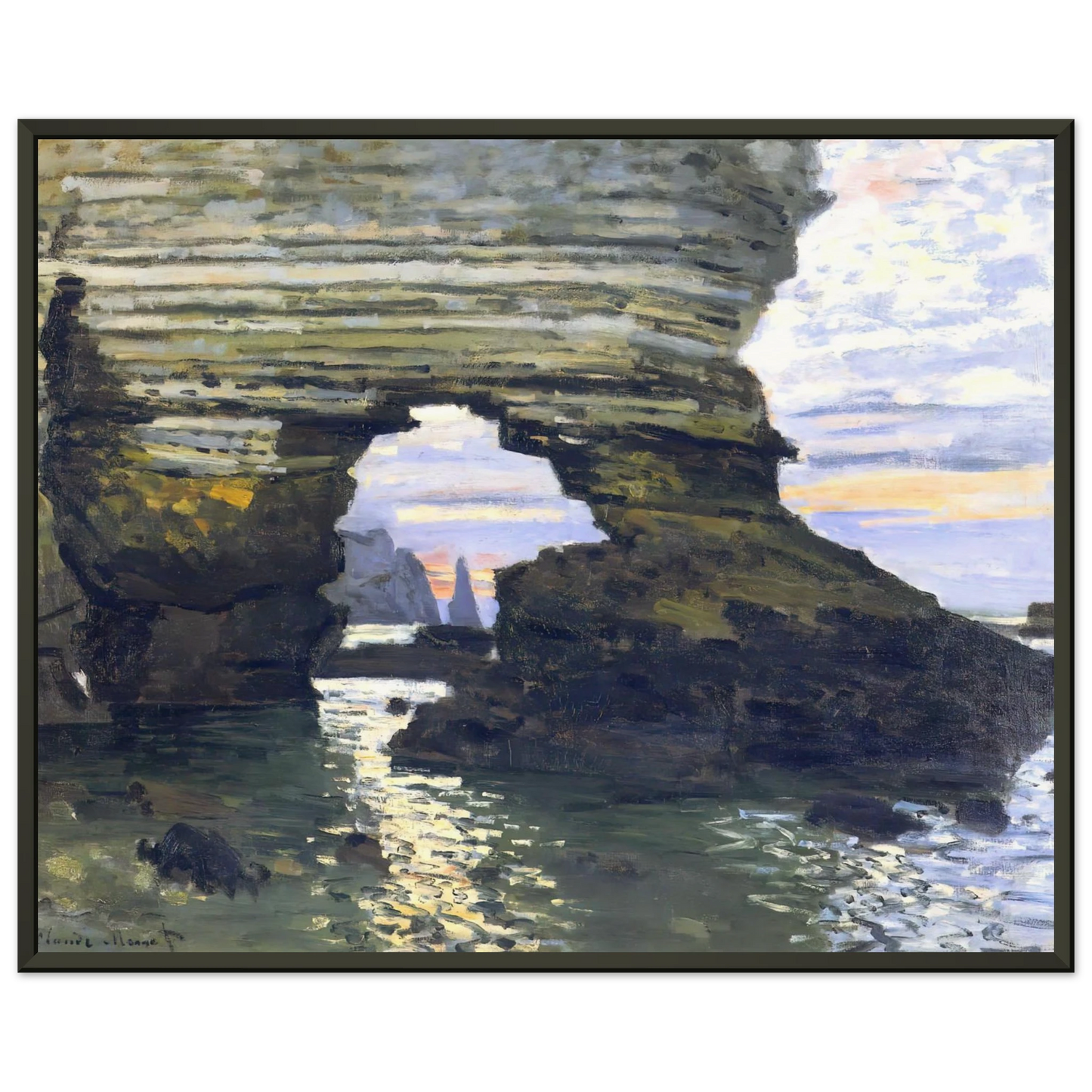 claude monet  Port d Amount Etretat Framed Art Print  - Aluminum Frame - 70x100 cm / 28x40 inches