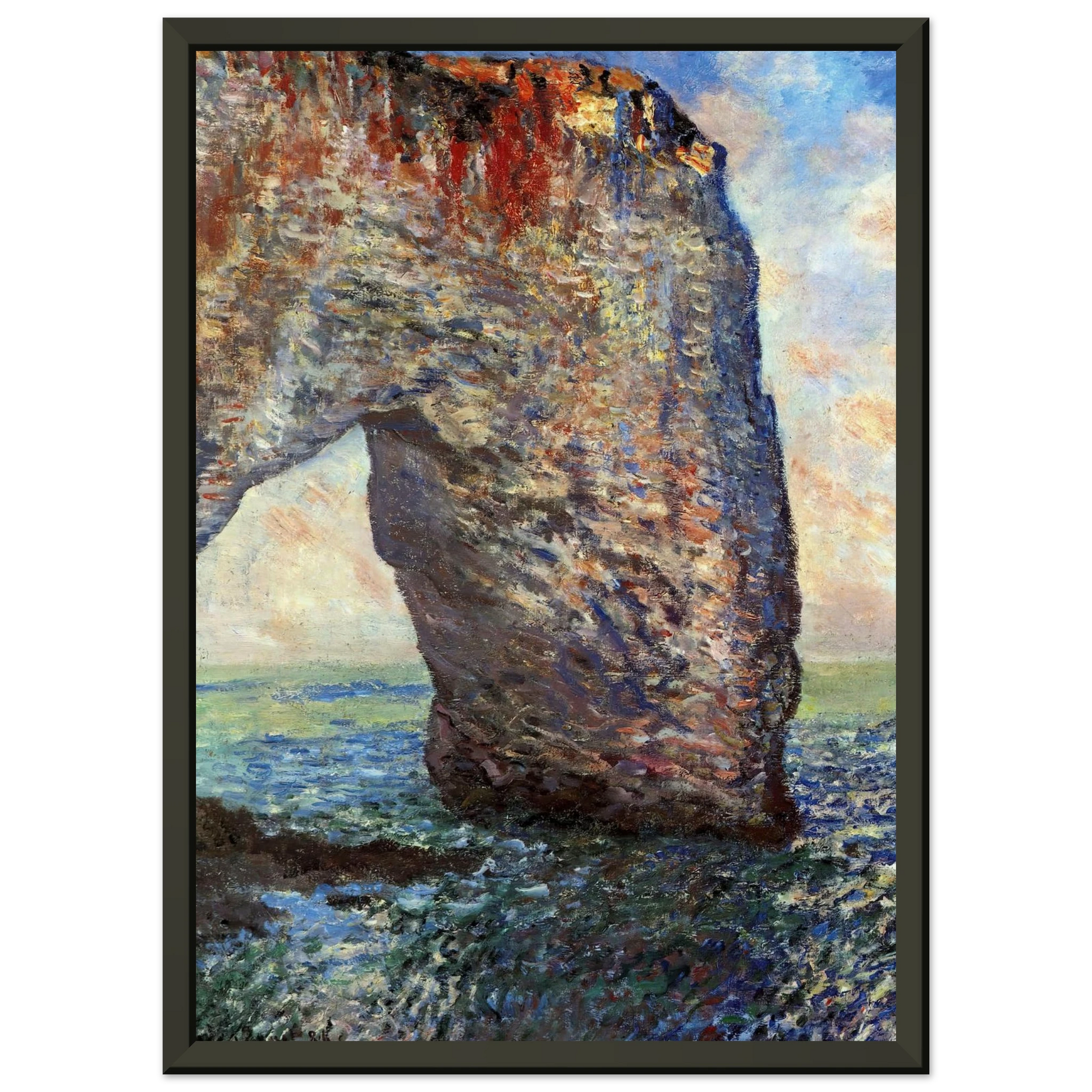 claude monet  The Mannerport near Etretat Framed Art Print  - Aluminum Frame - 40x50 cm / 16x20 inches