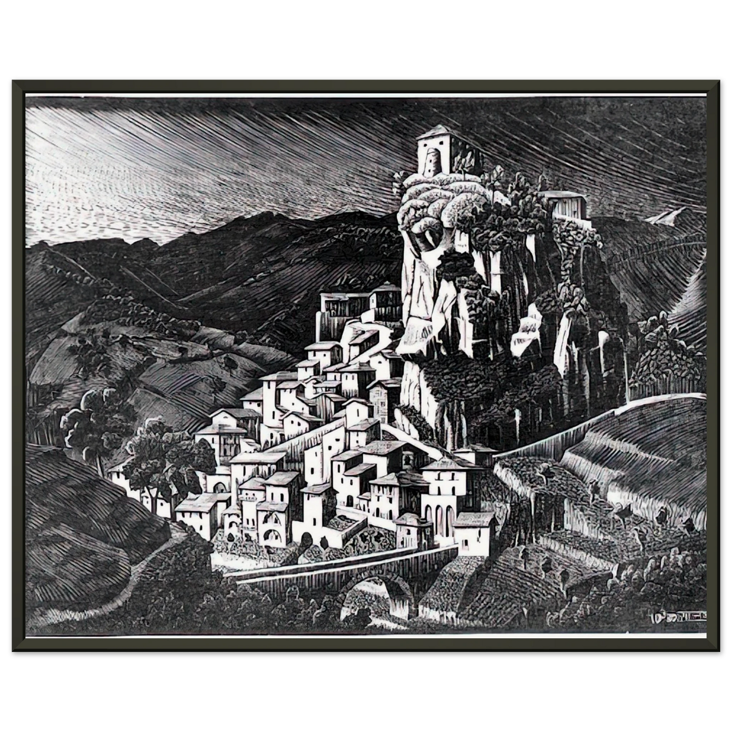 MC Escher  PALIZZI CALABRIA OCTOBER 1930 1930 Framed Art Print  - Aluminum Frame - 60x80 cm / 24x32 inches