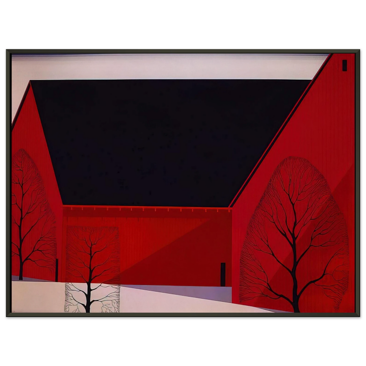 Eyvind Earle Western Barns Framed Art Print - Aluminum Frame - 60x80 cm / 24x32 inches