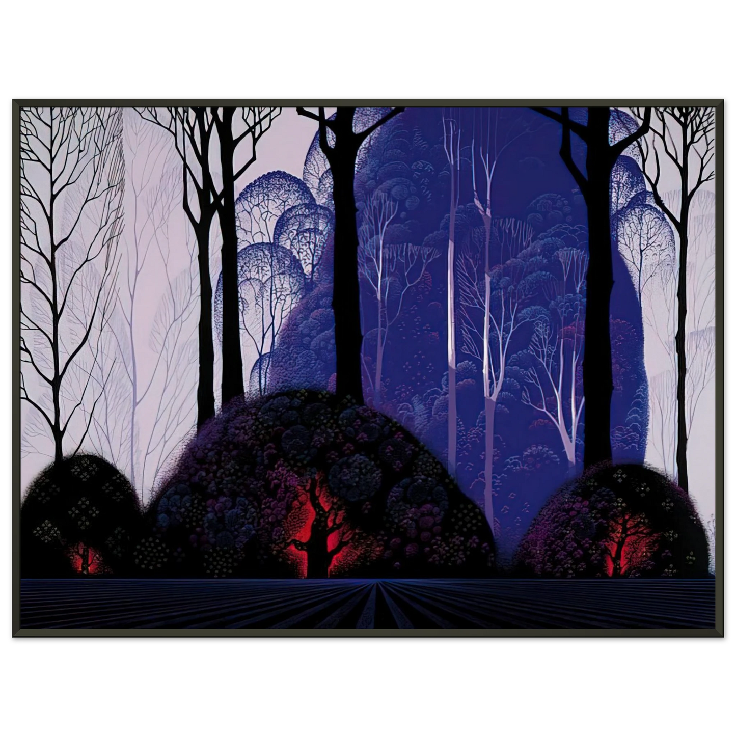 Eyvind Earle  Purple Eucalyptus Framed Art Print  - Aluminum Frame - 40x50 cm / 16x20 inches