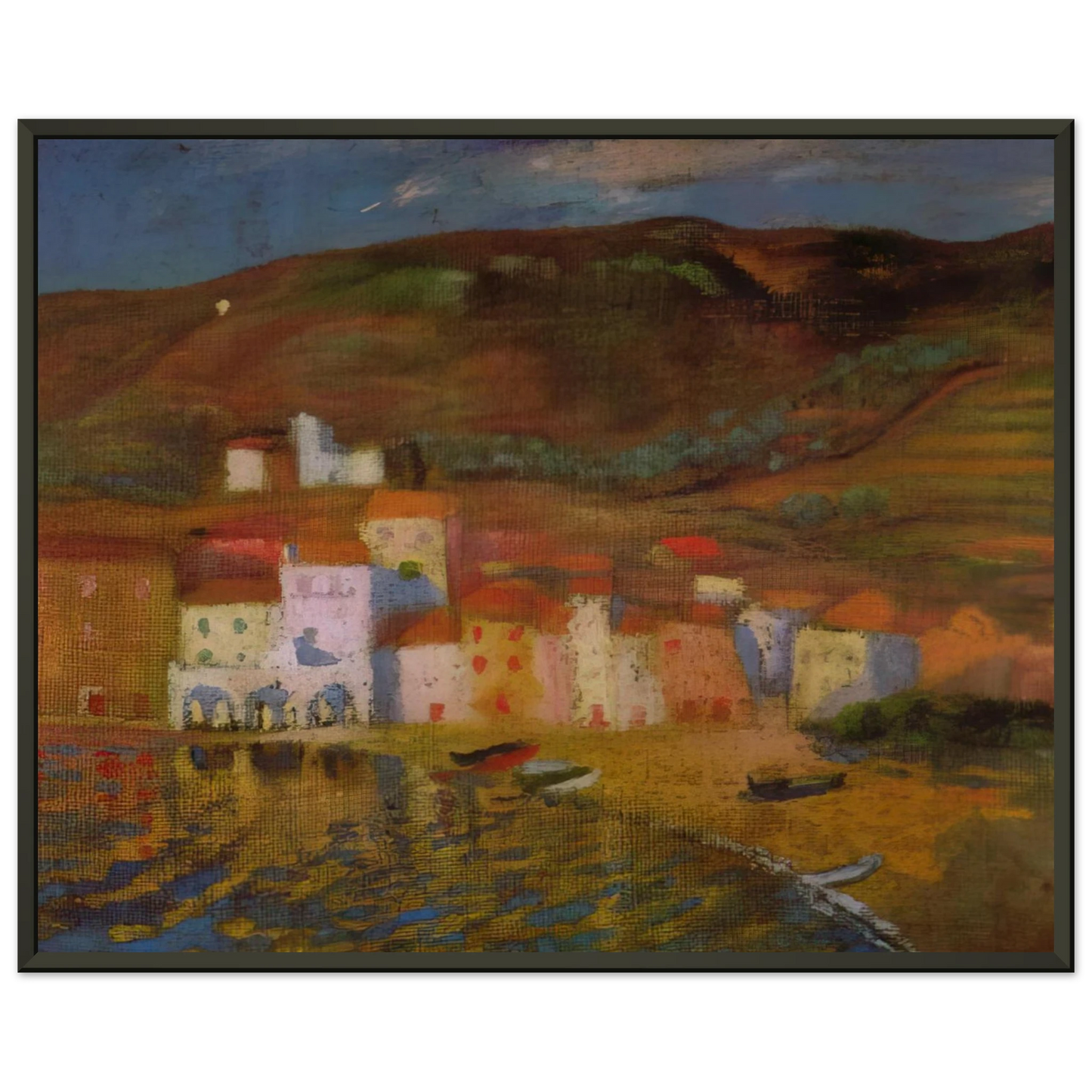 Salvador Dali PORTDOGUE AND MOUNT PANI FROM AYUNTAMIENTO Framed Art Print - Aluminum Frame - 70x100 cm / 28x40 inches