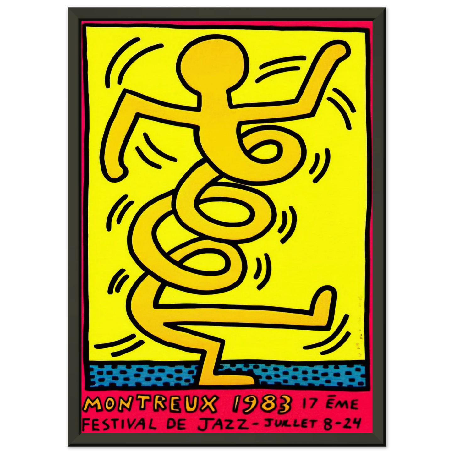 Keith Haring MONTREUX 1983 Framed Art Print - Aluminum Frame - 70x100 cm / 28x40 inches
