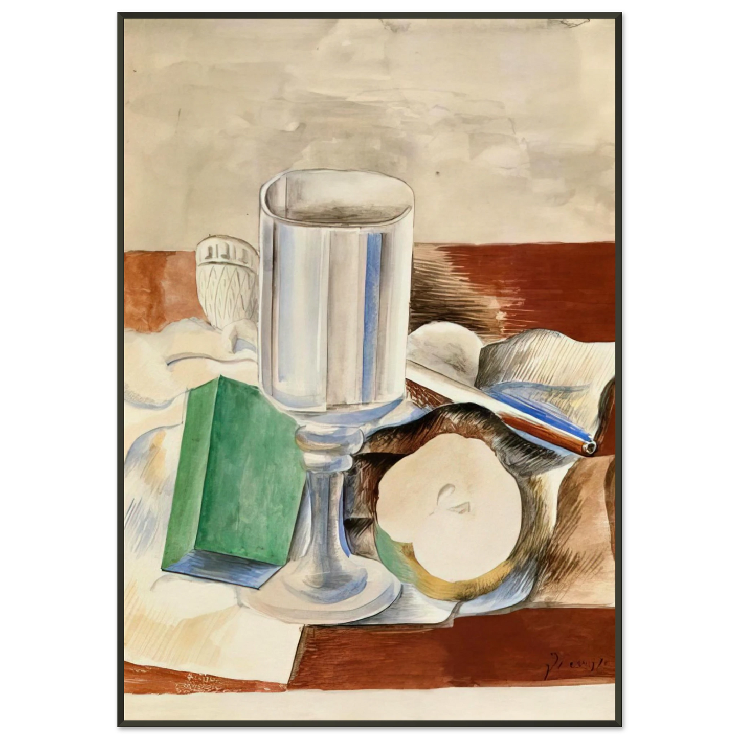 Pablo Picasso Still life with a Glass and an Apple 1914 Framed Art Print - Aluminum Frame - 21x29.7 cm / 8x12"