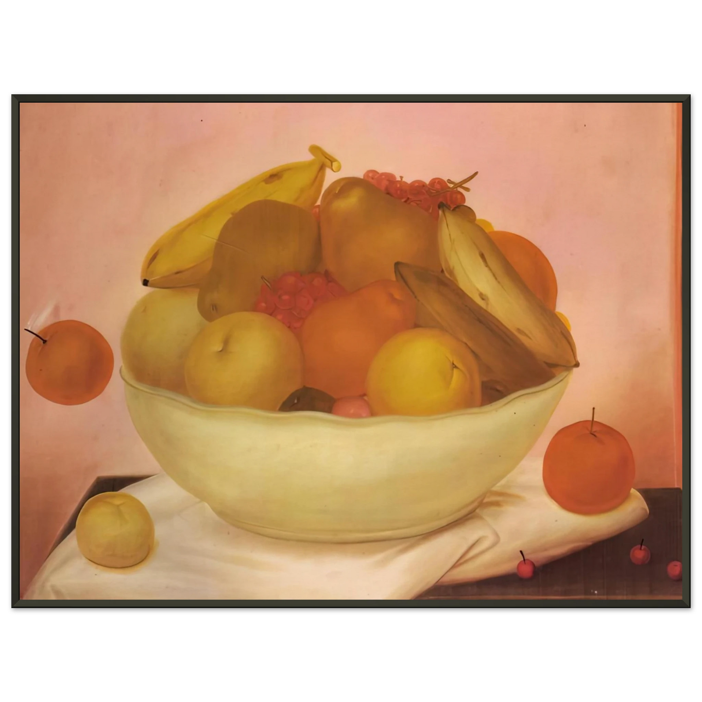 Fernando Botero STILL LIFE WITH ORANGE FALLING Framed Art Print - Aluminum Frame - 60x80 cm / 24x32 inches