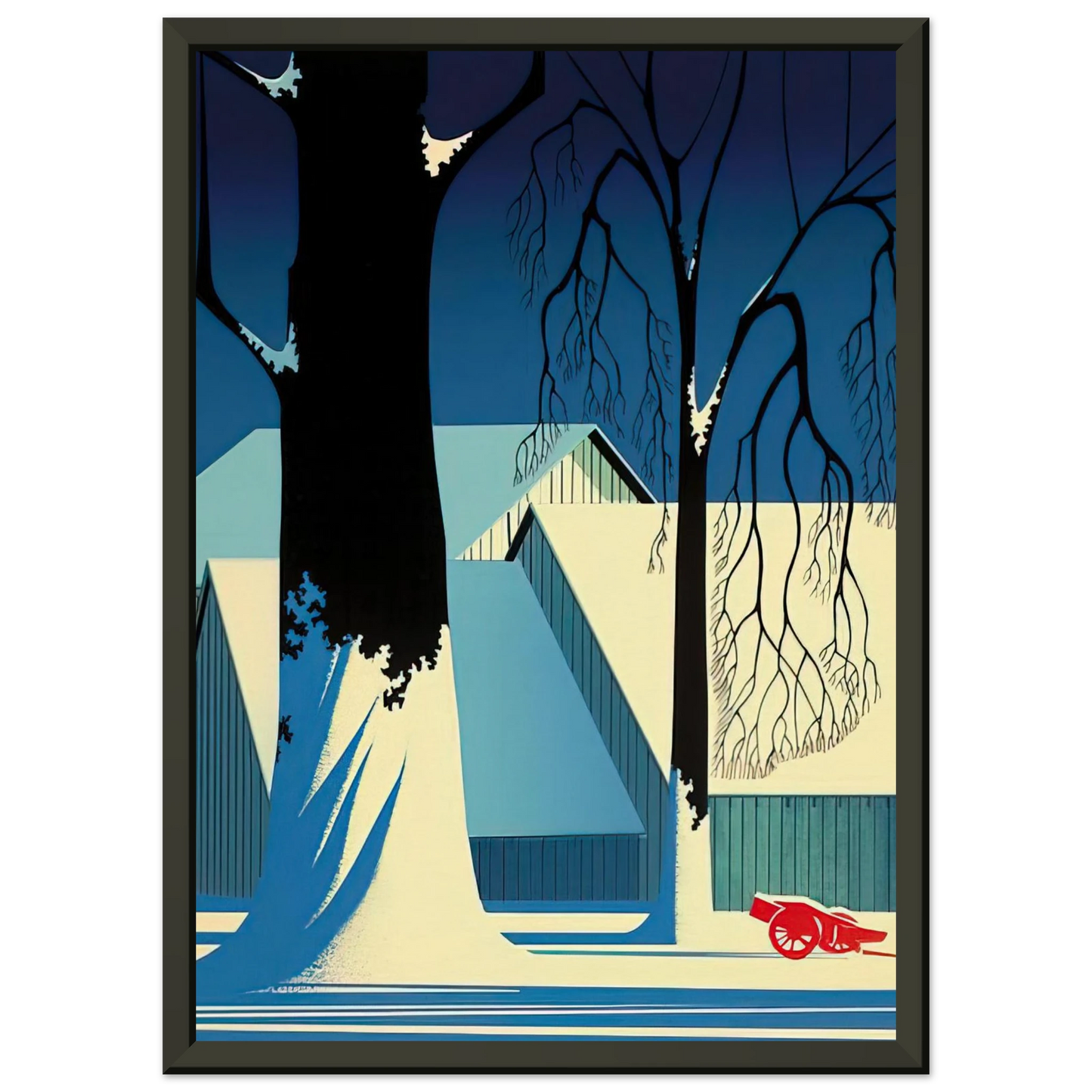 Eyvind Earle Turquoise Framed Art Print - Aluminum Frame - 70x100 cm / 28x40 inches