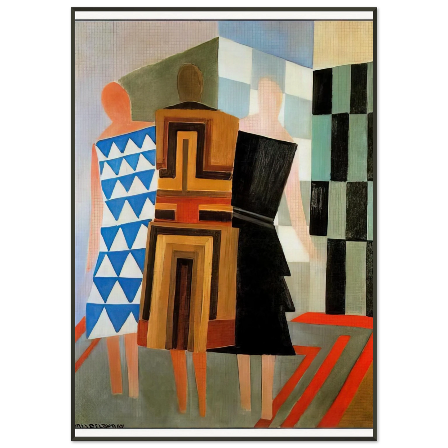 Sonia Delaunay THREE WOMEN DRESSED SIMULTANEOUSLY Framed Art Print - Aluminum Frame - 21x29.7 cm / 8x12"