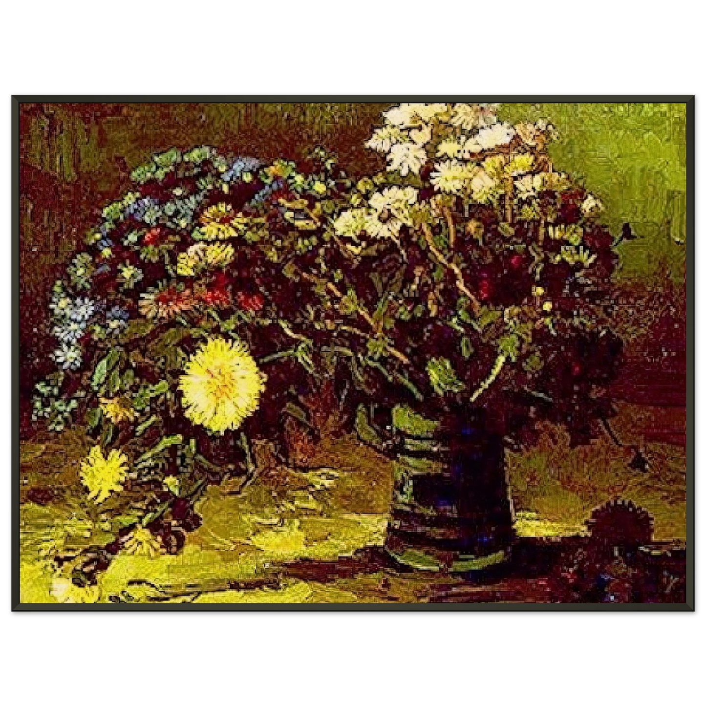 Vincent van Gogh Vase with Daisies Framed Art Print - Aluminum Frame - 40x50 cm / 16x20 inches