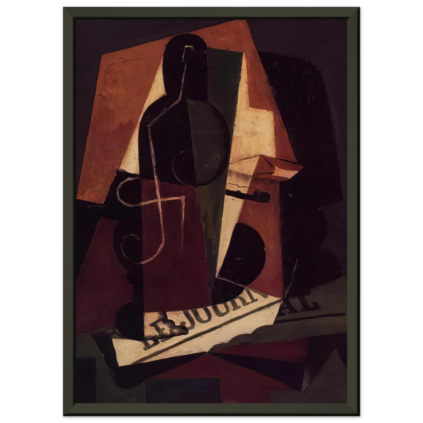 Juan Gris BOTTLE AND GLASS Framed Art Print - Aluminum Frame - 40x50 cm / 16x20 inches