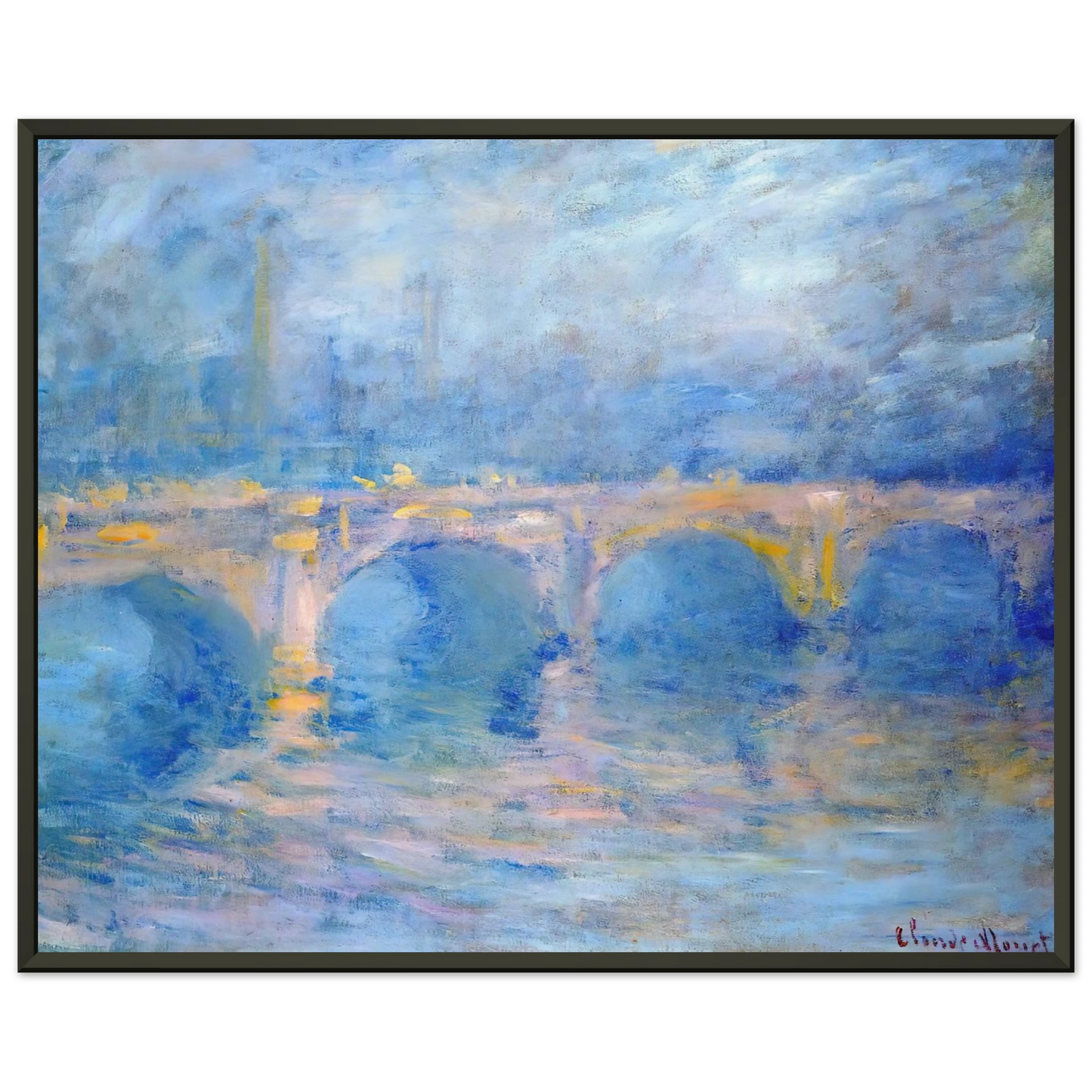 claude monet Waterloo Bridge at Sunset Pink Effect Framed Art Print - Aluminum Frame - 60x80 cm / 24x32 inches