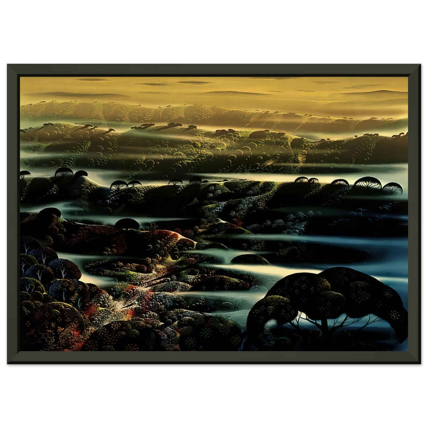 Eyvind Earle The Valleys Wild Framed Art Print - Aluminum Frame - 70x100 cm / 28x40 inches