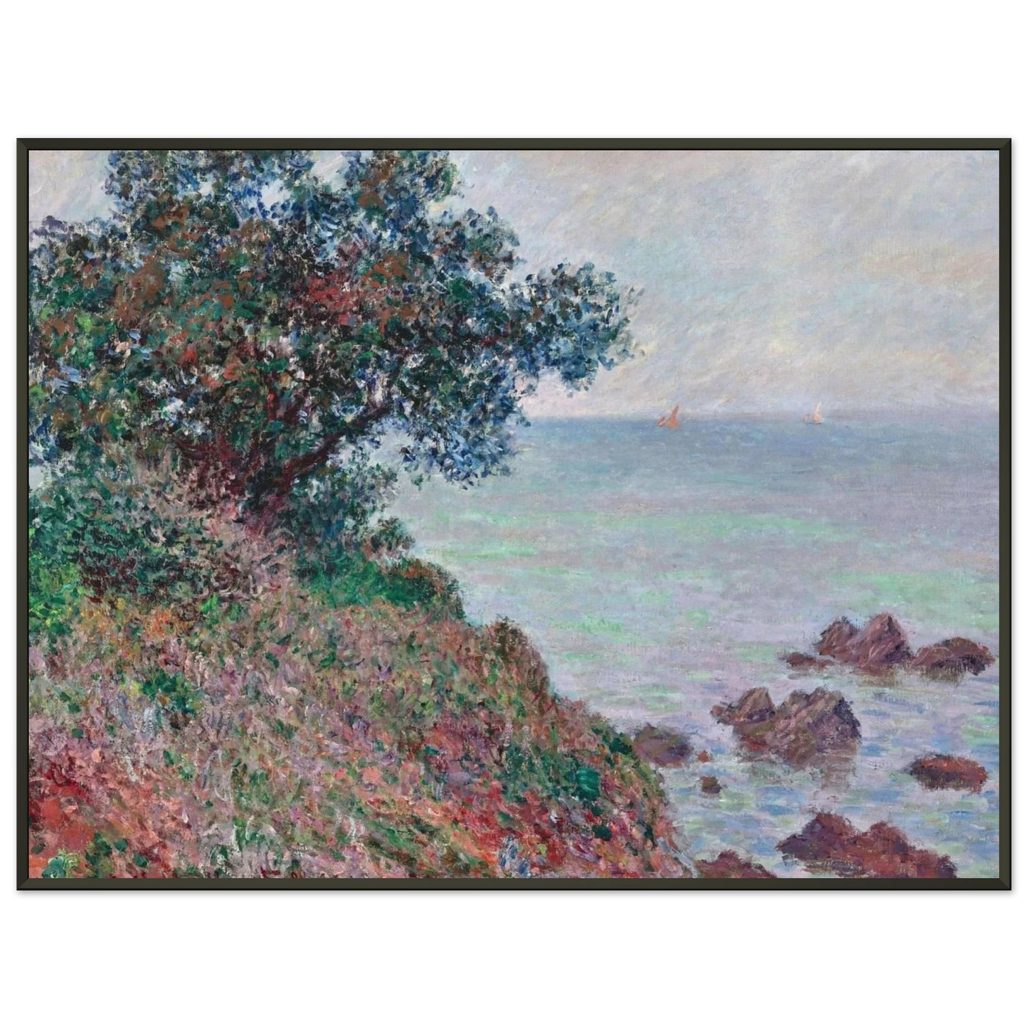 claude monet  Mediteranian Coast Grey Day Framed Art Print  - Aluminum Frame - 70x100 cm / 28x40 inches