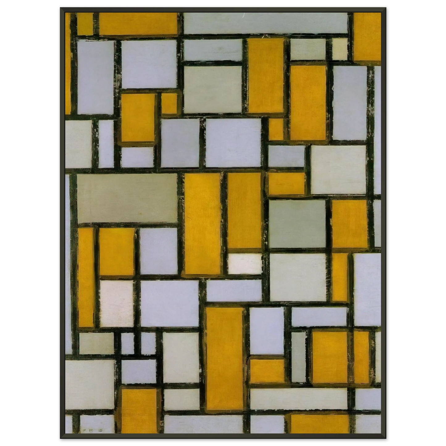 Piet Mondrian Composition with Gray and Light Brown Framed Art Print - Aluminum Frame - 40x50 cm / 16x20 inches