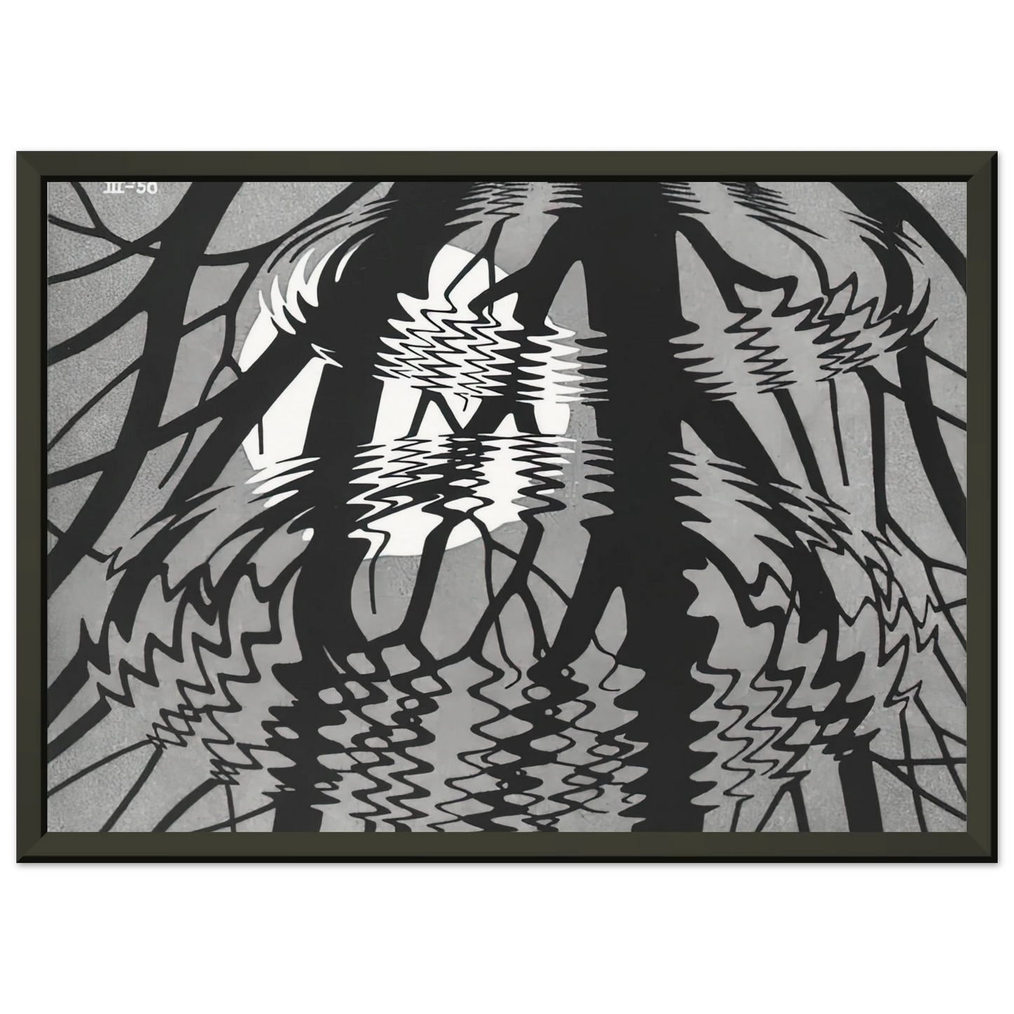 MC Escher  RIPPLED SURFACE Framed Art Print  - Aluminum Frame - 40x50 cm / 16x20 inches
