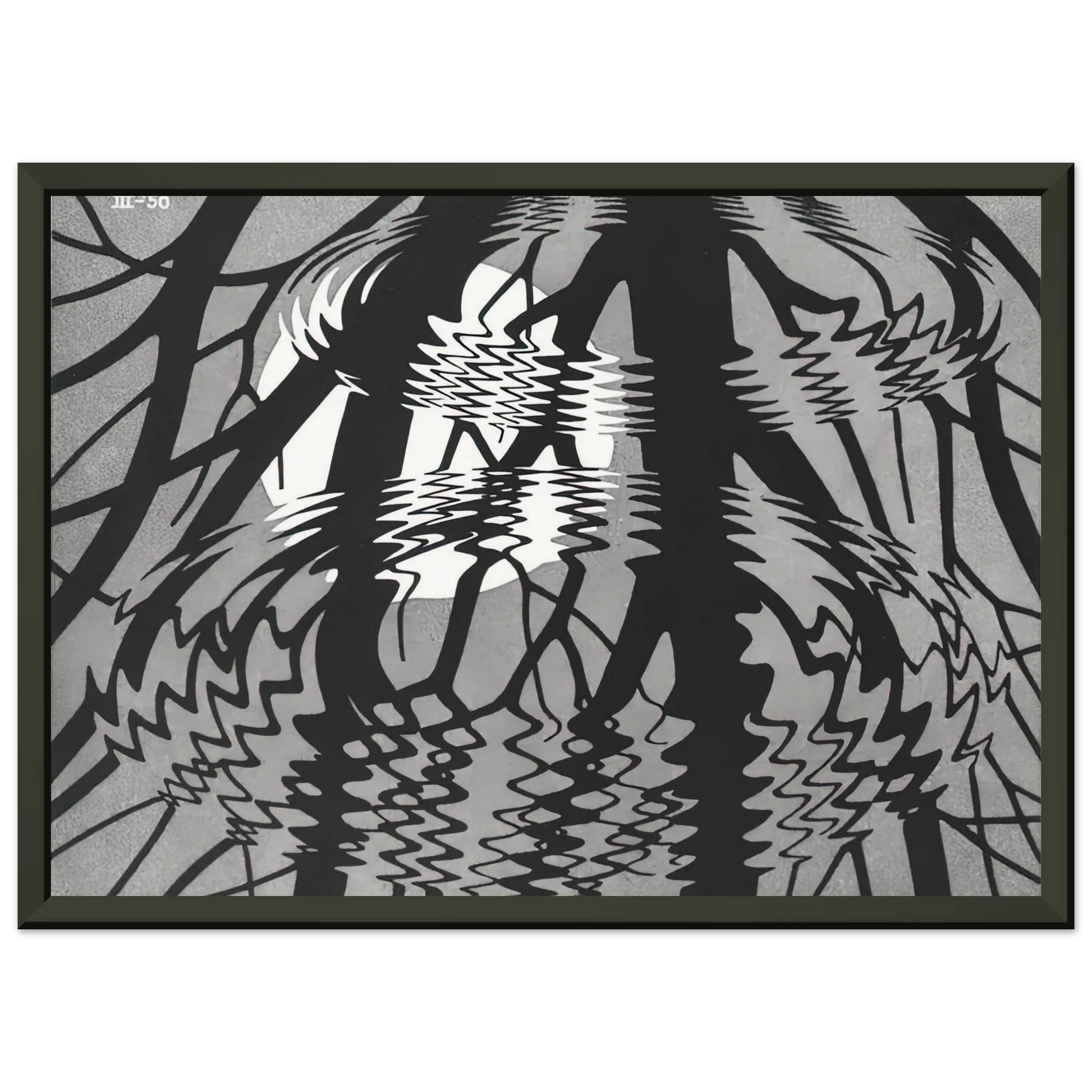 MC Escher  RIPPLED SURFACE Framed Art Print  - Aluminum Frame - 40x50 cm / 16x20 inches