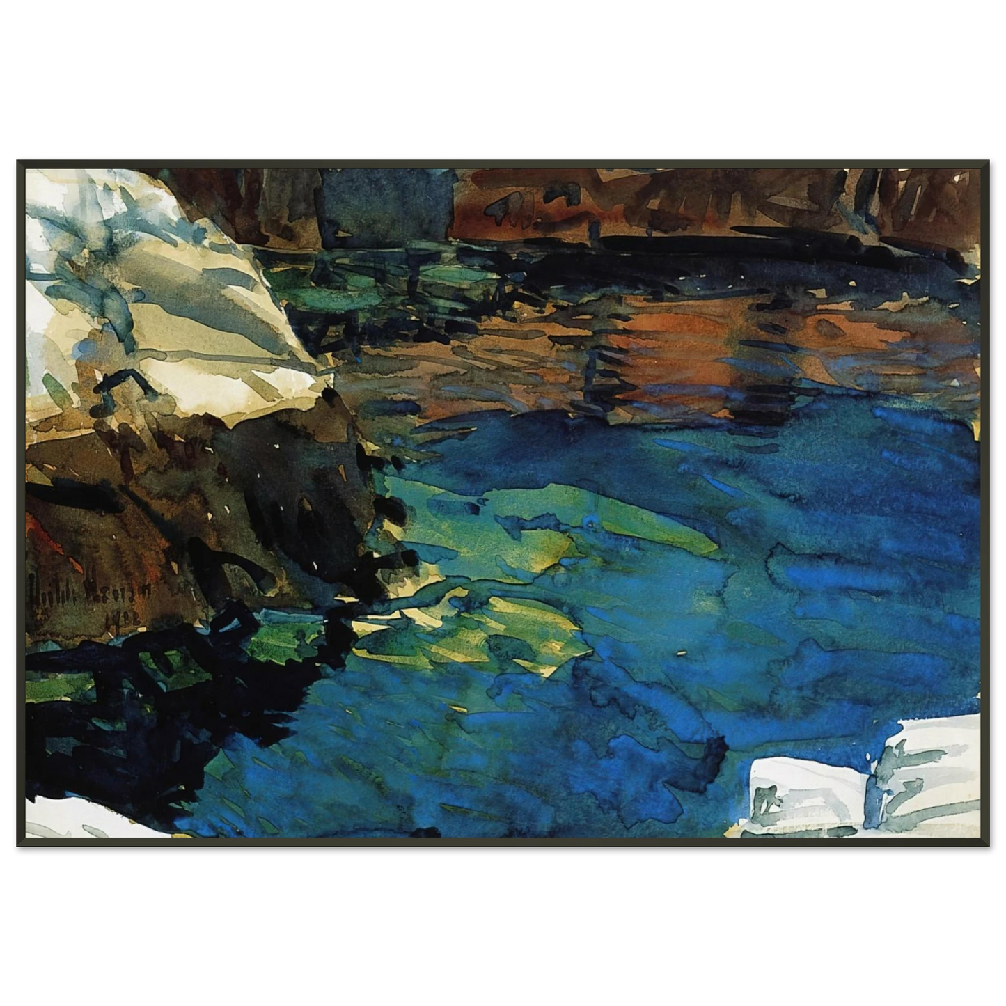 Childe Hassam The Cove Framed Art Print - Aluminum Frame - 21x29.7 cm / 8x12"