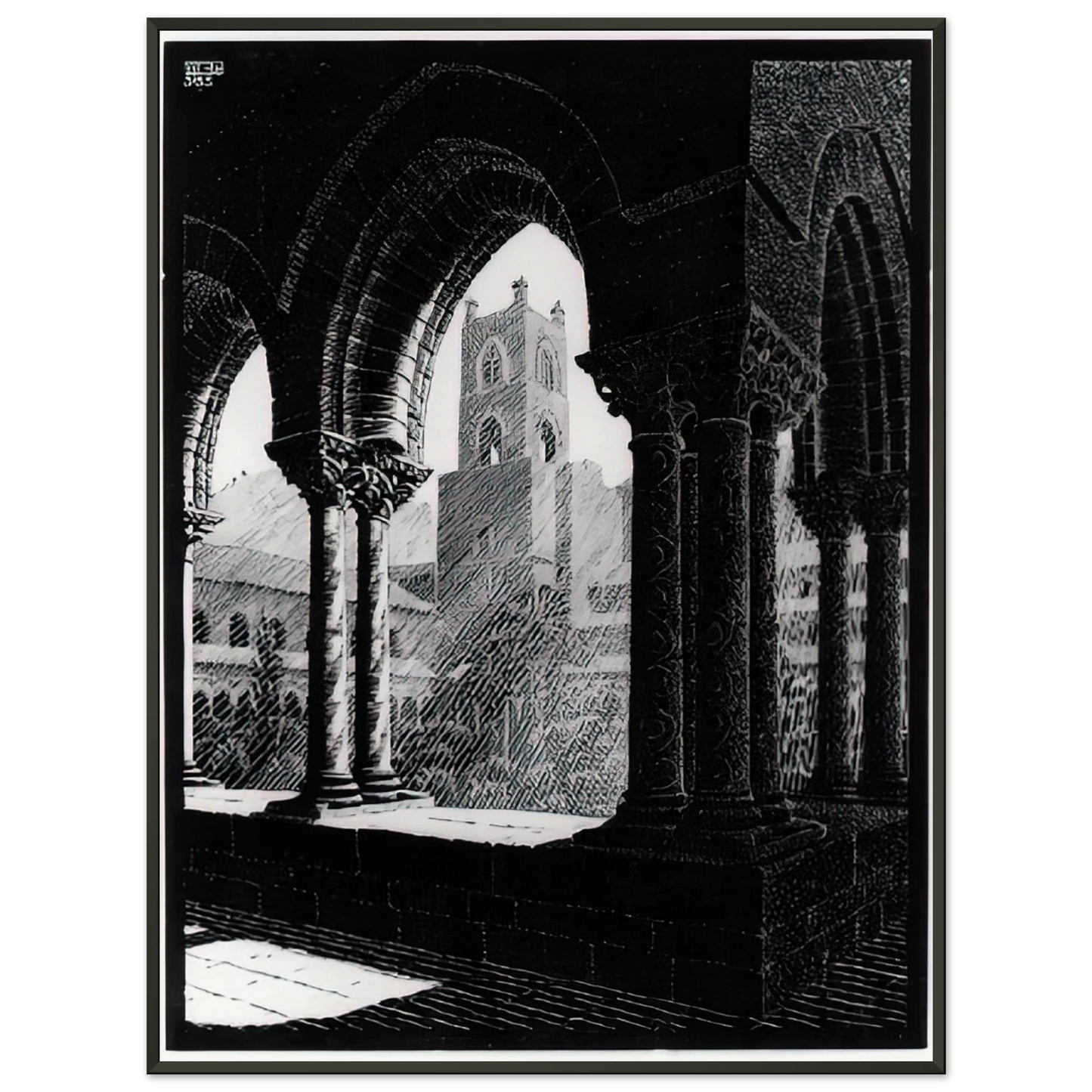 MC Escher  CLOISTER OF MONREALE SICILY Framed Art Print  - Aluminum Frame - 40x50 cm / 16x20 inches