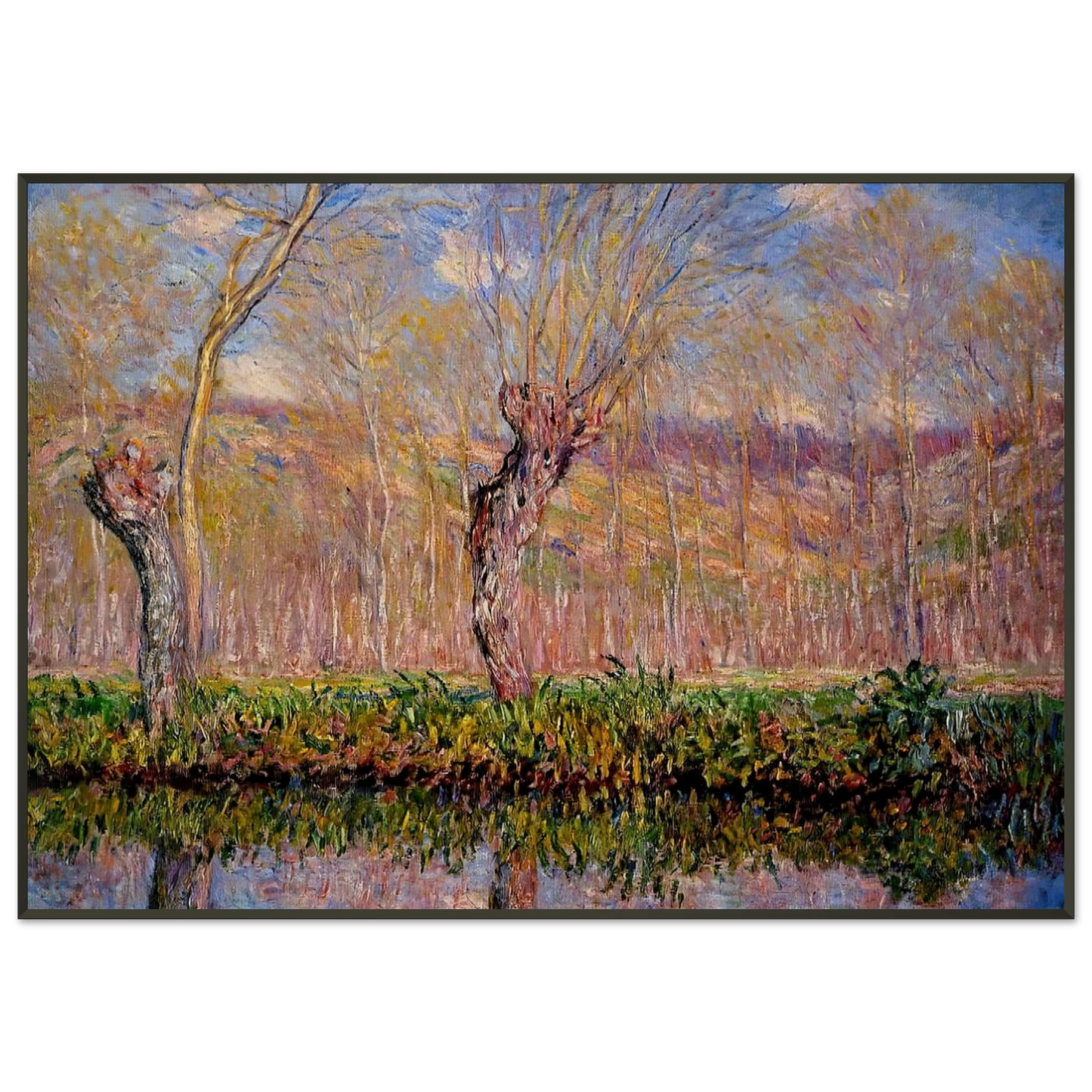 claude monet  The Banks of the River Epte in Springtime Framed Art Print  - Aluminum Frame - 21x29.7 cm / 8x12"