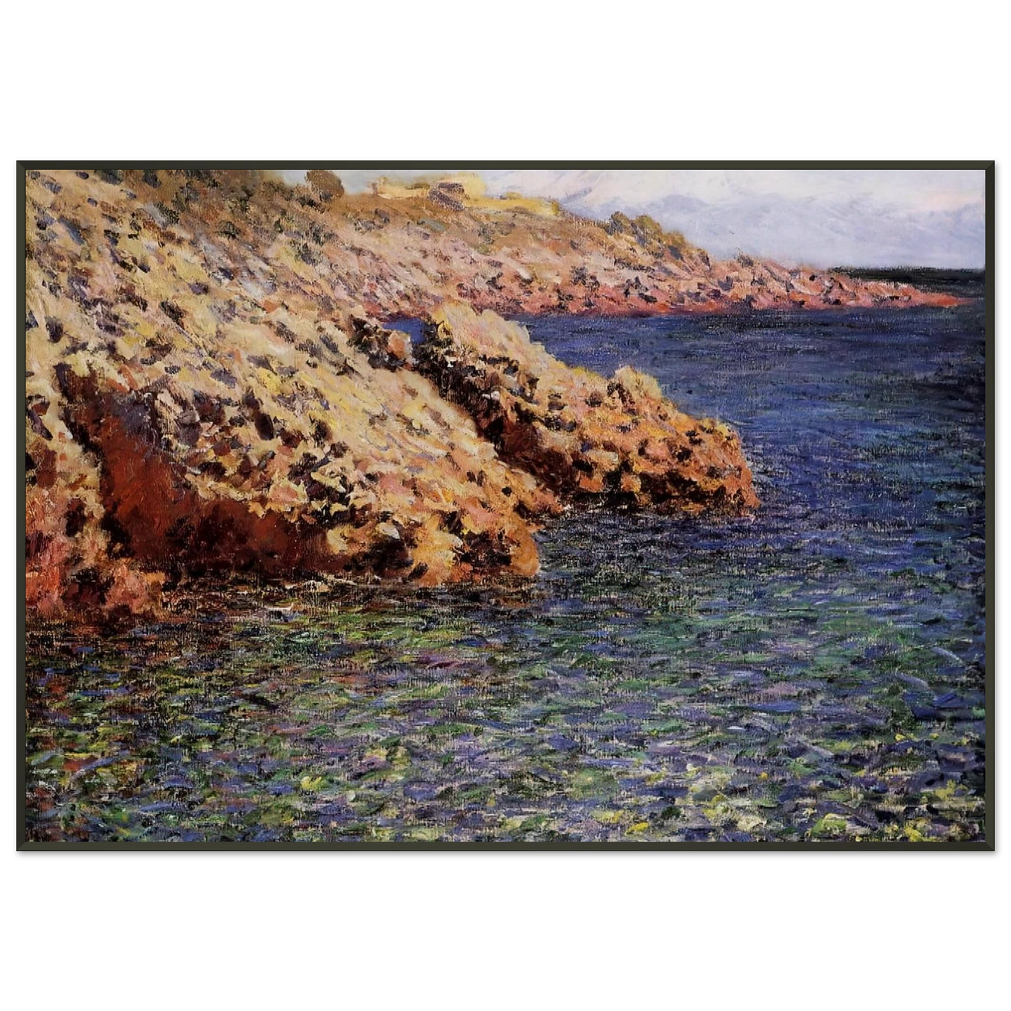 claude monet  Rocks on the Mediterranean Coast Framed Art Print  - Aluminum Frame - 21x29.7 cm / 8x12"