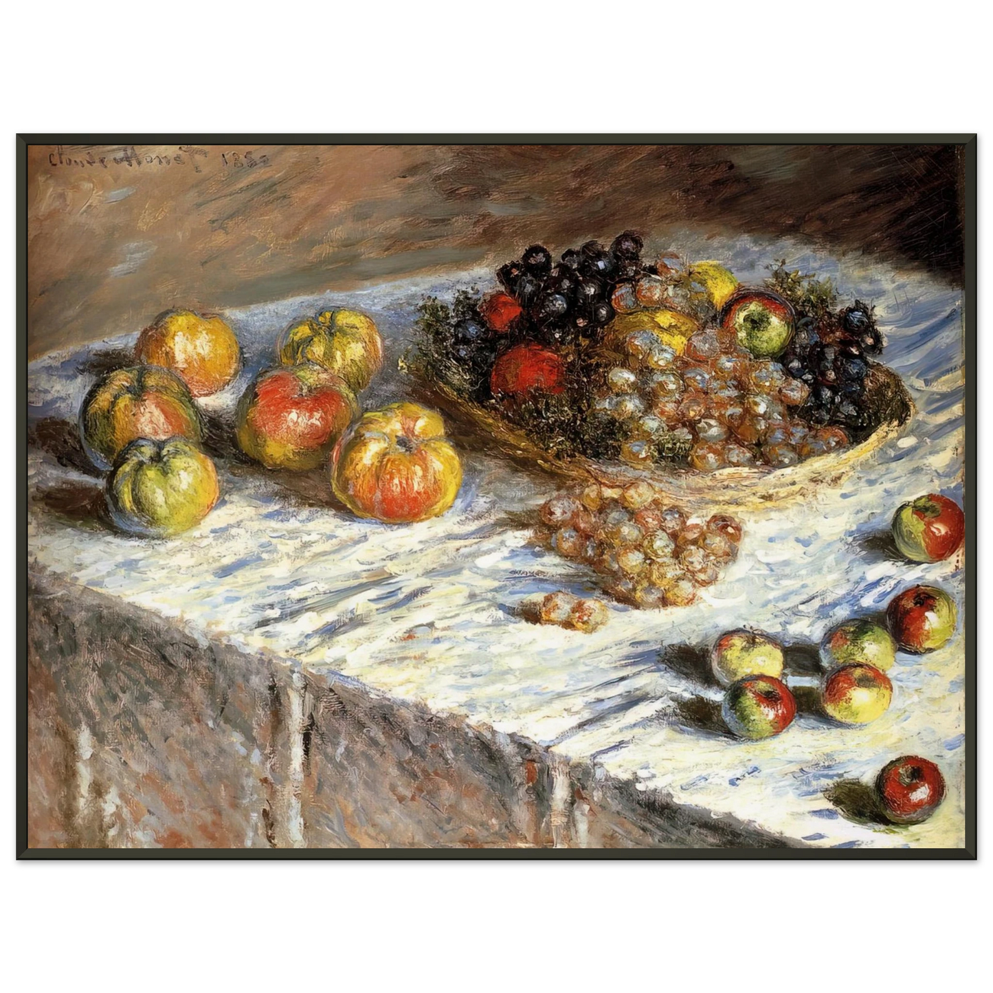 claude monet  Still Life with Apples And Grapes Framed Art Print  - Aluminum Frame - 70x100 cm / 28x40 inches