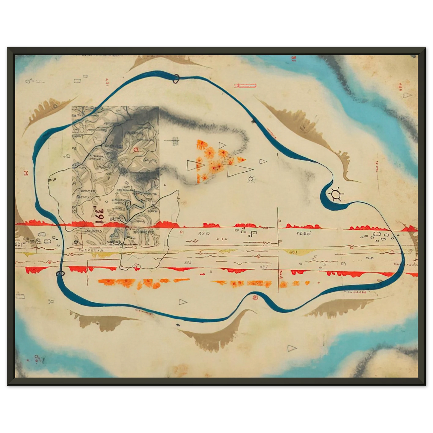 Bruno Munari Cosmic Map 1930 Framed Art Print - Aluminum Frame - 70x100 cm / 28x40 inches
