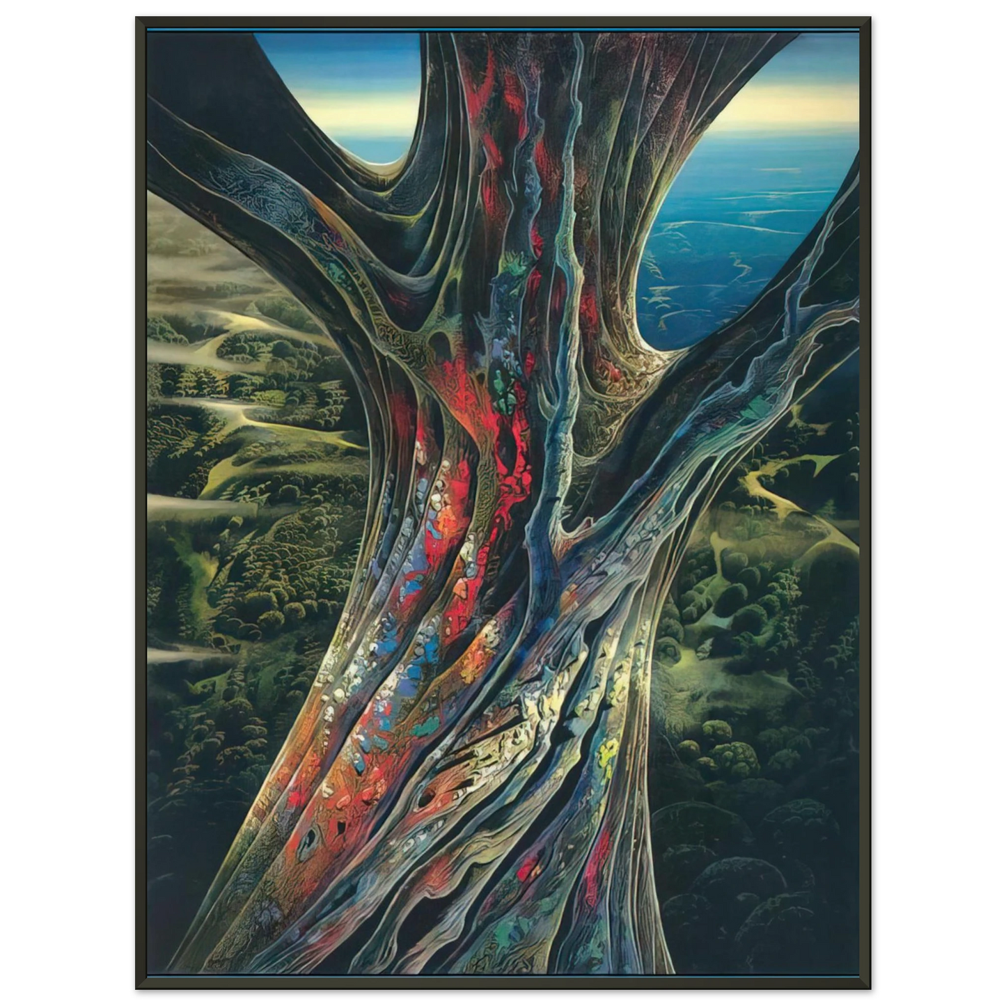 Eyvind Earle The Great Jewel Tree Framed Art Print - Aluminum Frame - 70x100 cm / 28x40 inches