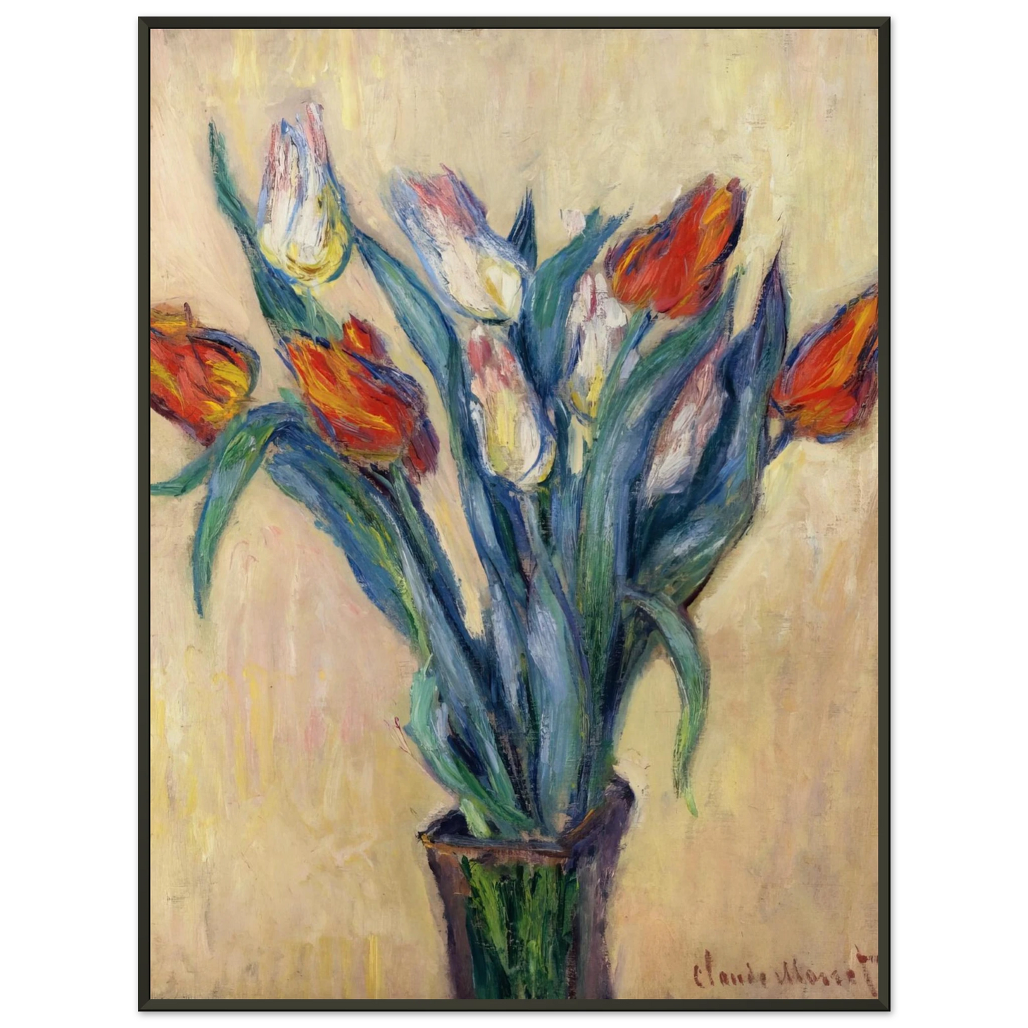 claude monet Vase of Tulips Framed Art Print - Aluminum Frame - 40x50 cm / 16x20 inches