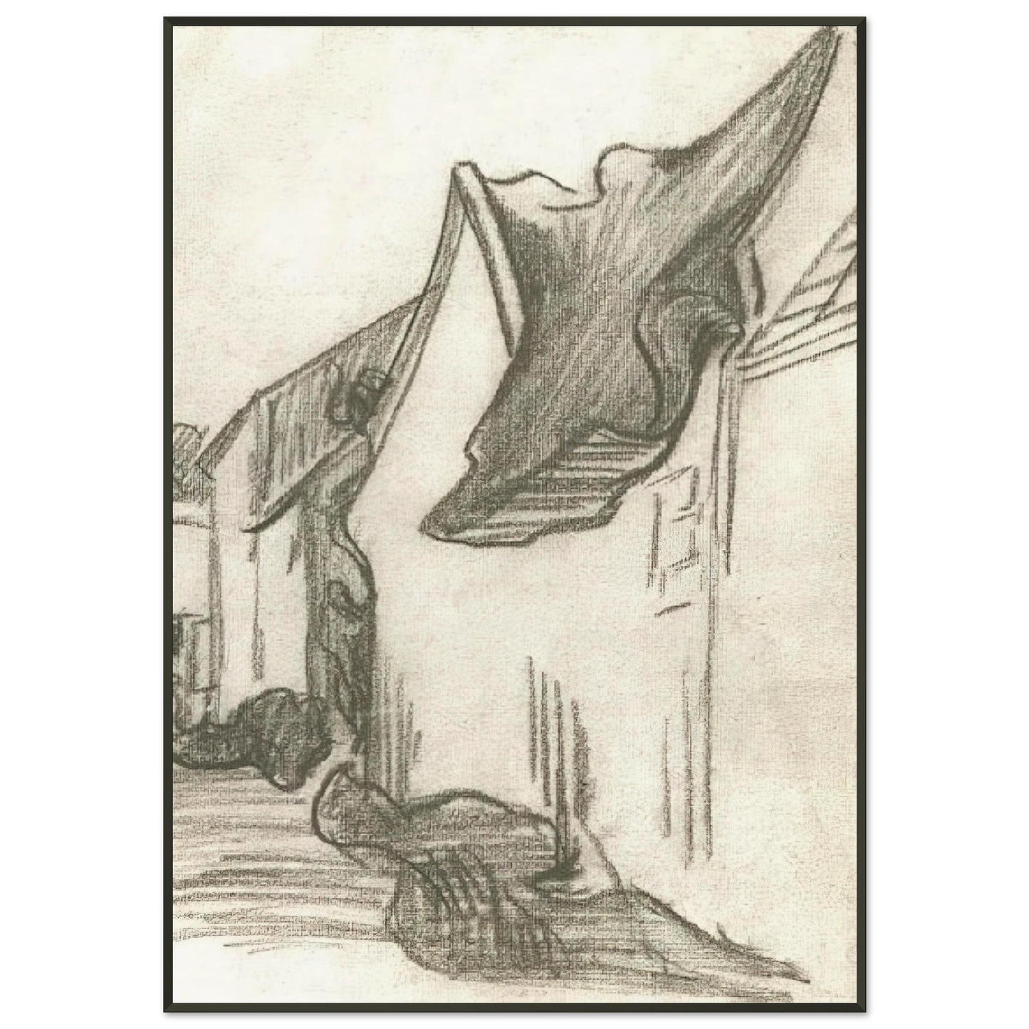 Vincent van Gogh Village Street Sketch Framed Art Print - Aluminum Frame - 21x29.7 cm / 8x12"