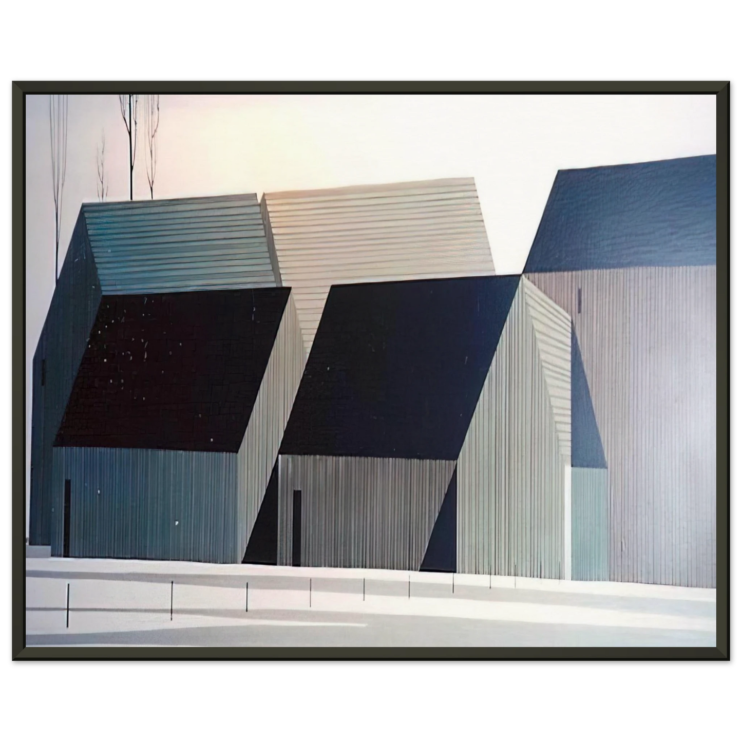 Eyvind Earle Barns Framed Art Print - Aluminum Frame - 70x100 cm / 28x40 inches
