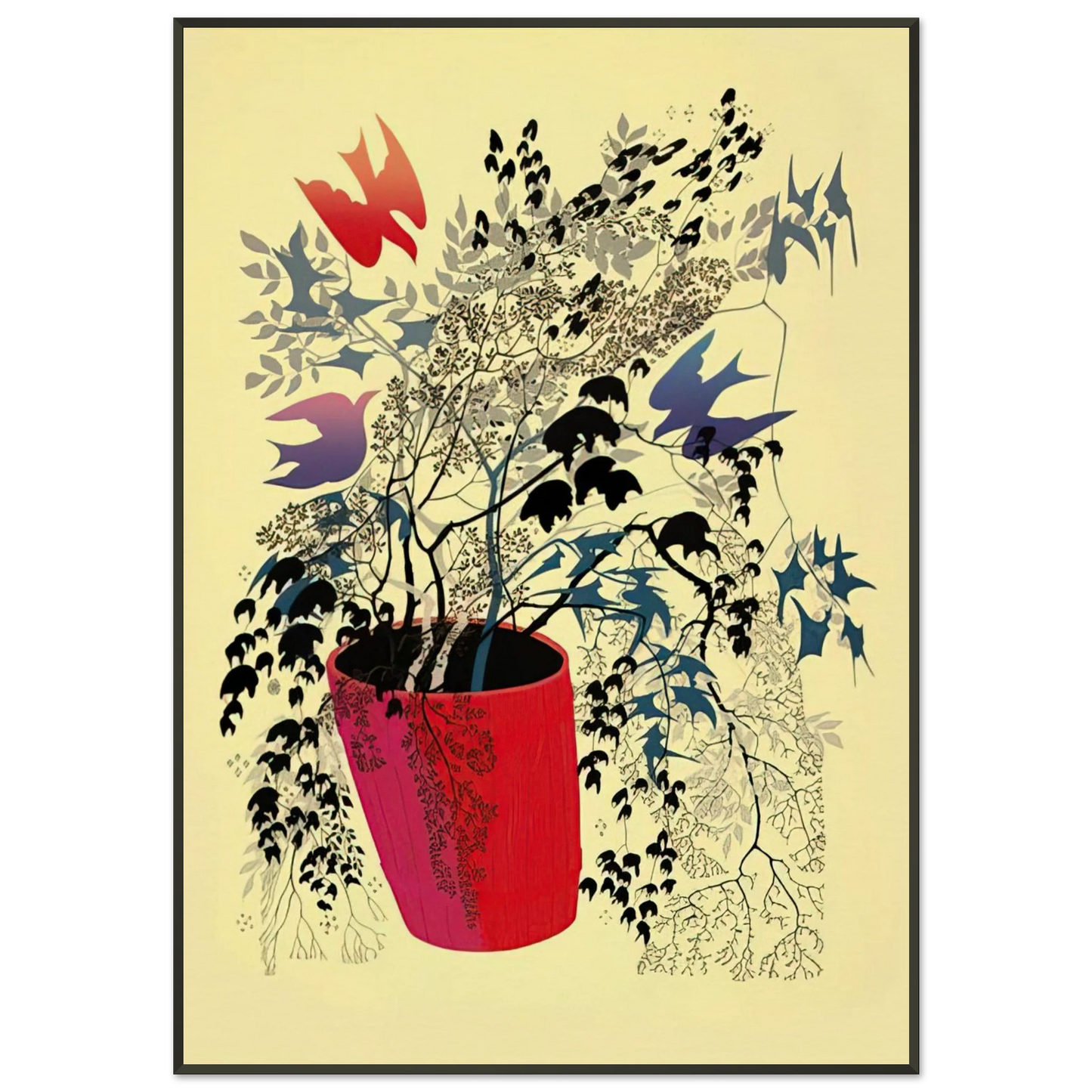 Eyvind Earle  Red Barrell Framed Art Print  - Aluminum Frame - 21x29.7 cm / 8x12"