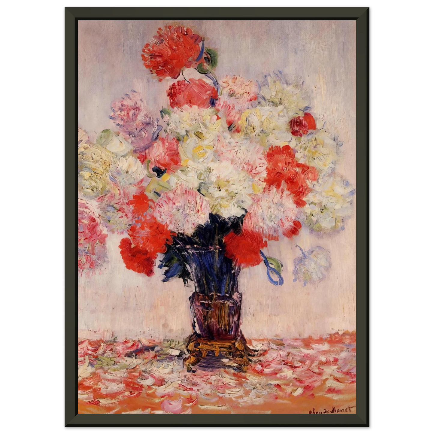 claude monet Vase of Peonies Framed Art Print - Aluminum Frame - 70x100 cm / 28x40 inches