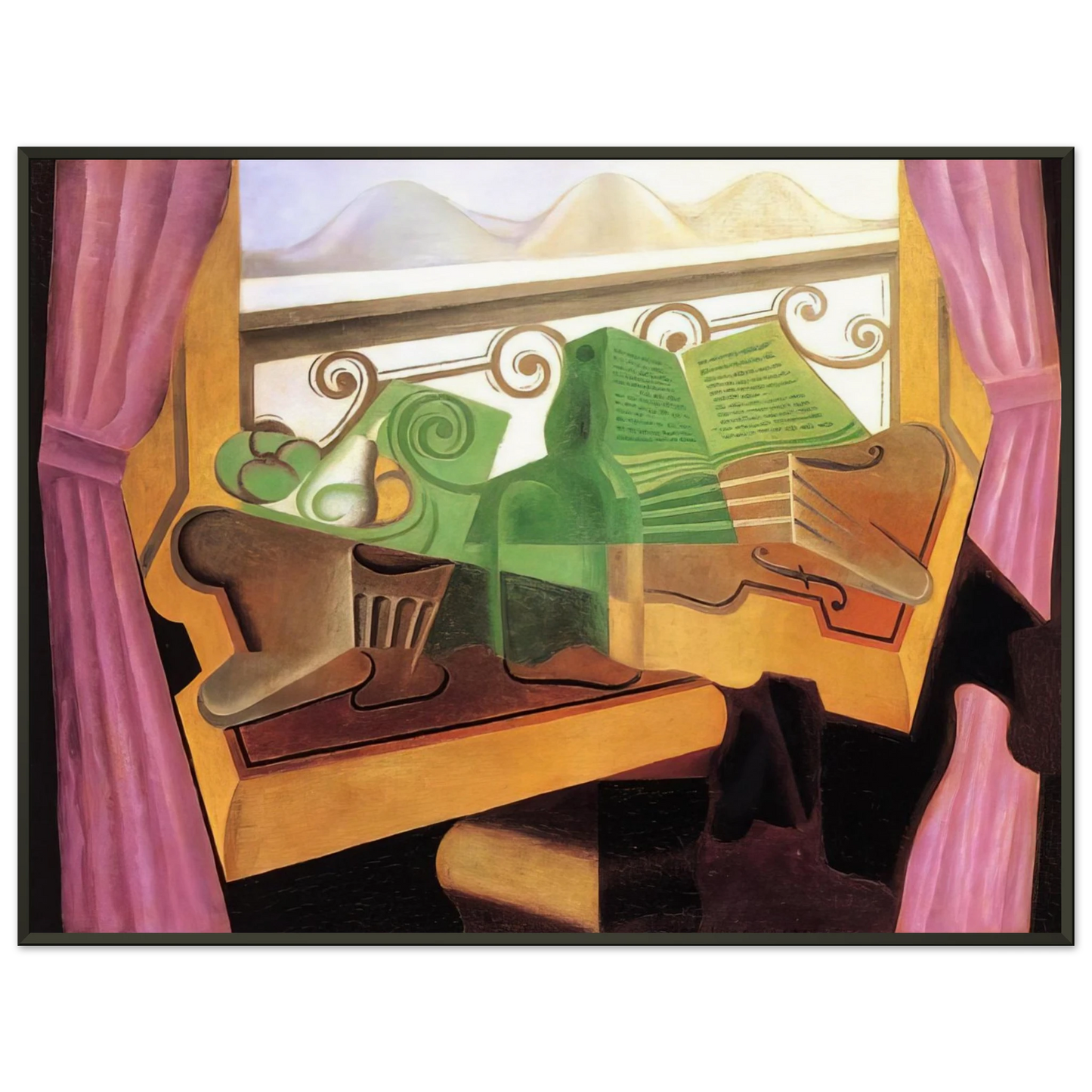 Juan Gris  OPEN WINDOW WITH HILLS 1923 Framed Art Print  - Aluminum Frame - 40x50 cm / 16x20 inches