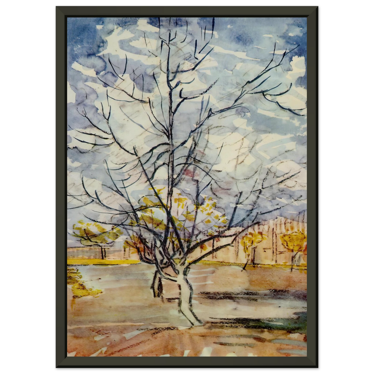 Vincent van Gogh  Pink Peach Trees Framed Art Print  - Aluminum Frame - 60x80 cm / 24x32 inches