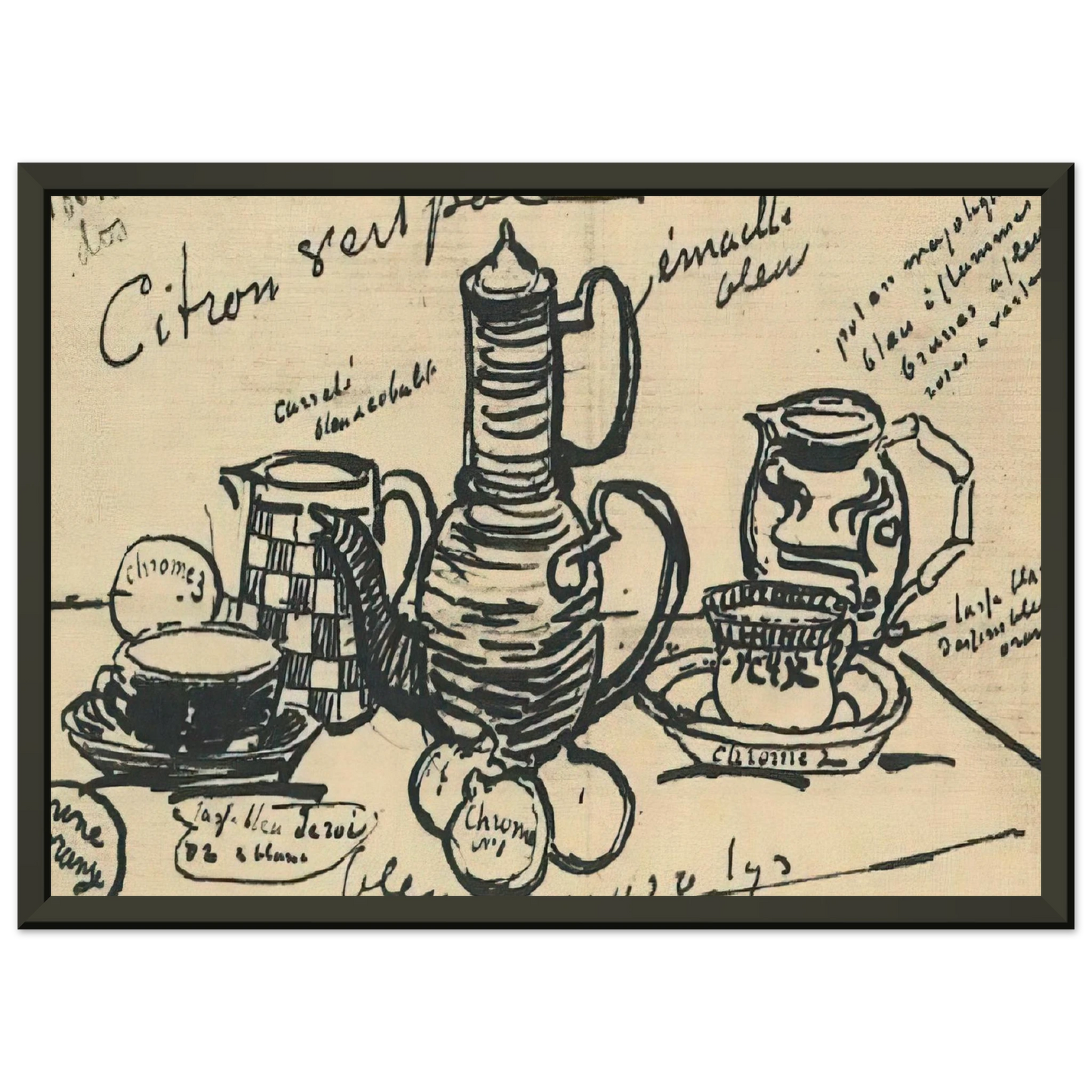 Vincent van Gogh  Still Life with Coffee Pot Framed Art Print  - Aluminum Frame - 60x80 cm / 24x32 inches