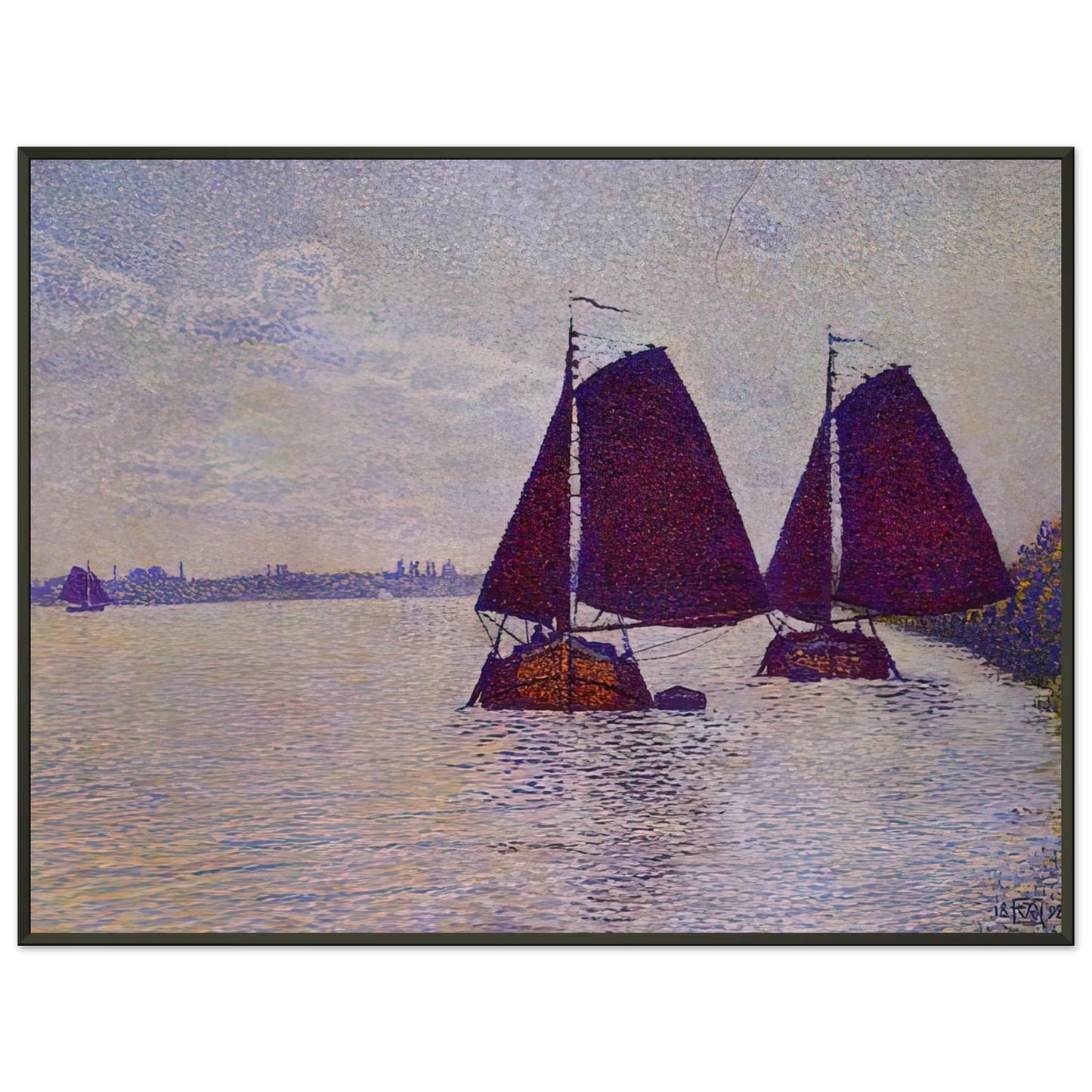 Theo van Rysselberghe BARGES ON THE RIVER SCHELDT 1892 Framed Art Print - Aluminum Frame - 40x50 cm / 16x20 inches