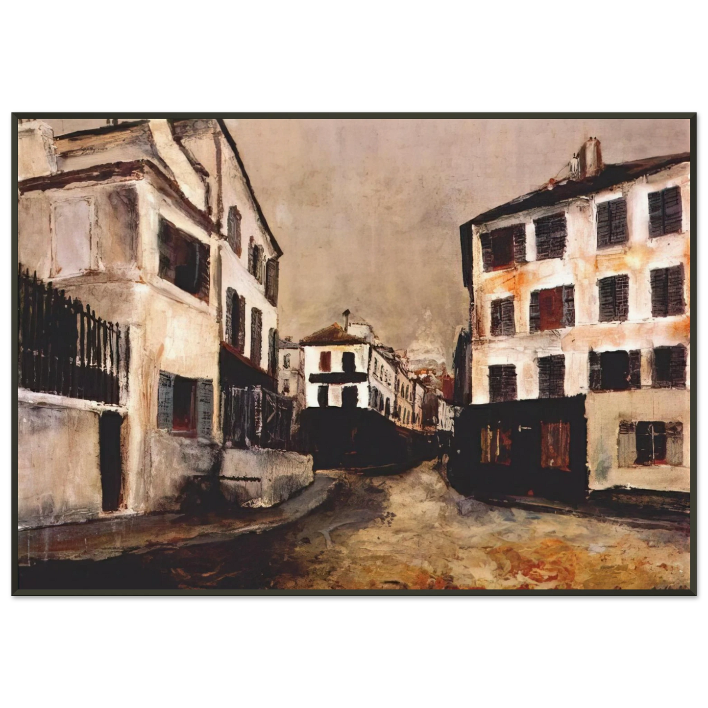 Maurice Utrillo NORVINS STREET Framed Art Print - Aluminum Frame - 21x29.7 cm / 8x12"