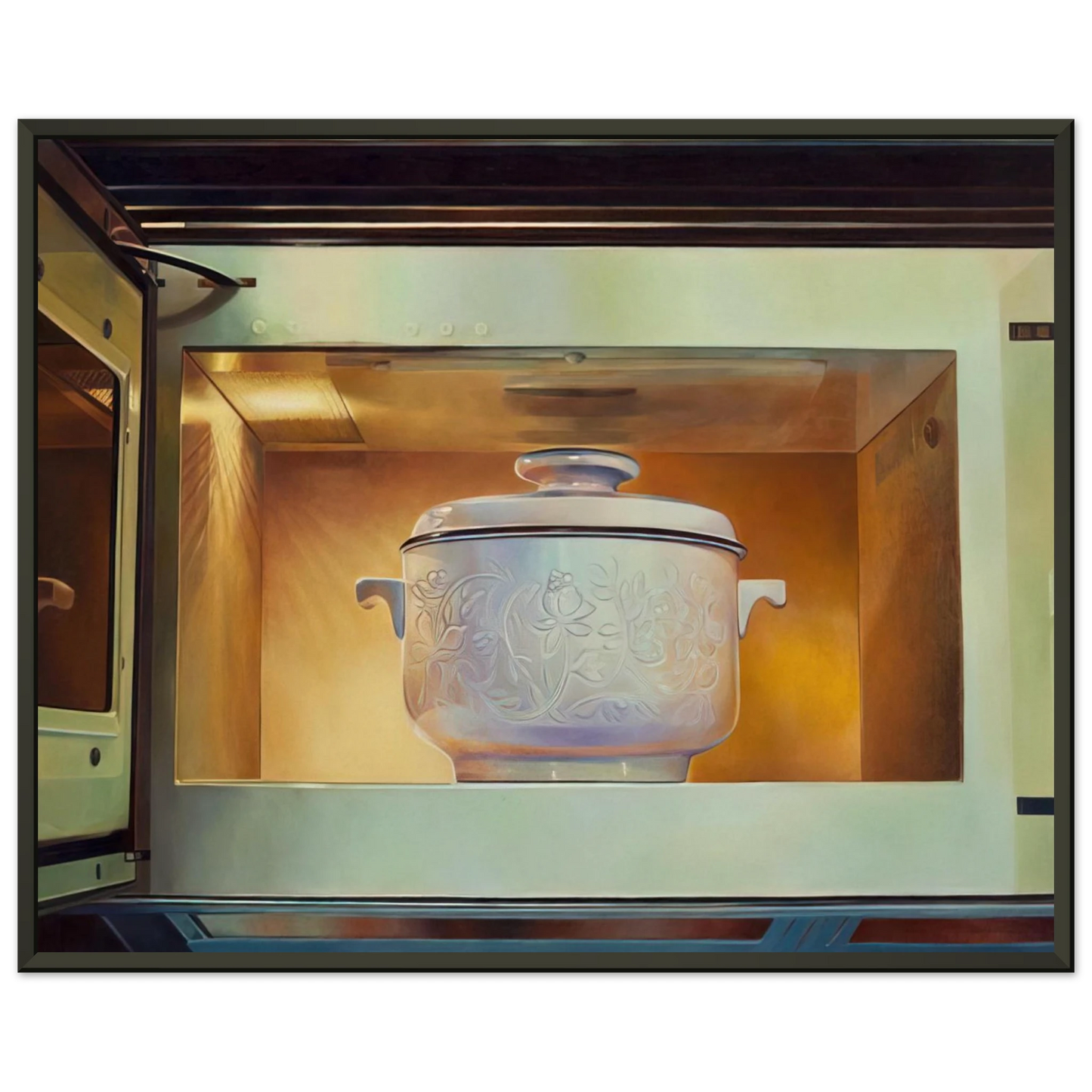 Mary Pratt Romancing the Casserole 1985 Framed Art Print - Aluminum Frame - 60x80 cm / 24x32 inches