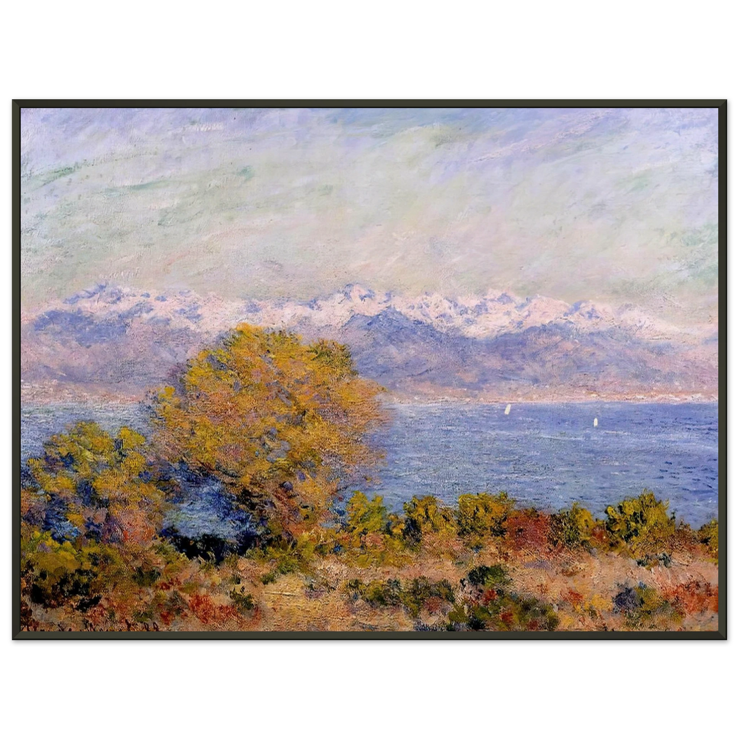 claude monet  The Alps Seen from Cap dAntibes Framed Art Print  - Aluminum Frame - 60x80 cm / 24x32 inches