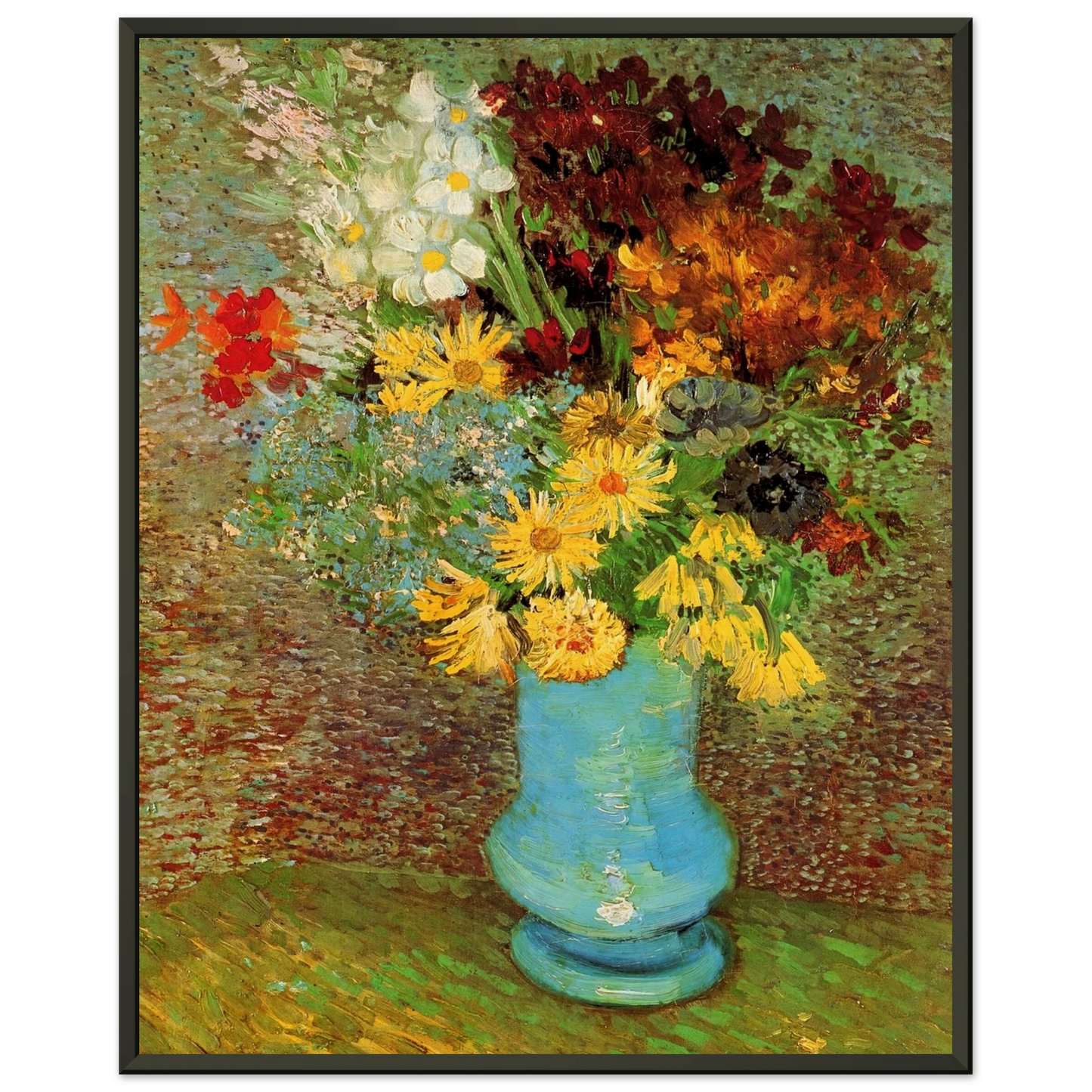 Vincent van Gogh Vase with Daisies and Anemones Framed Art Print - Aluminum Frame - 70x100 cm / 28x40 inches
