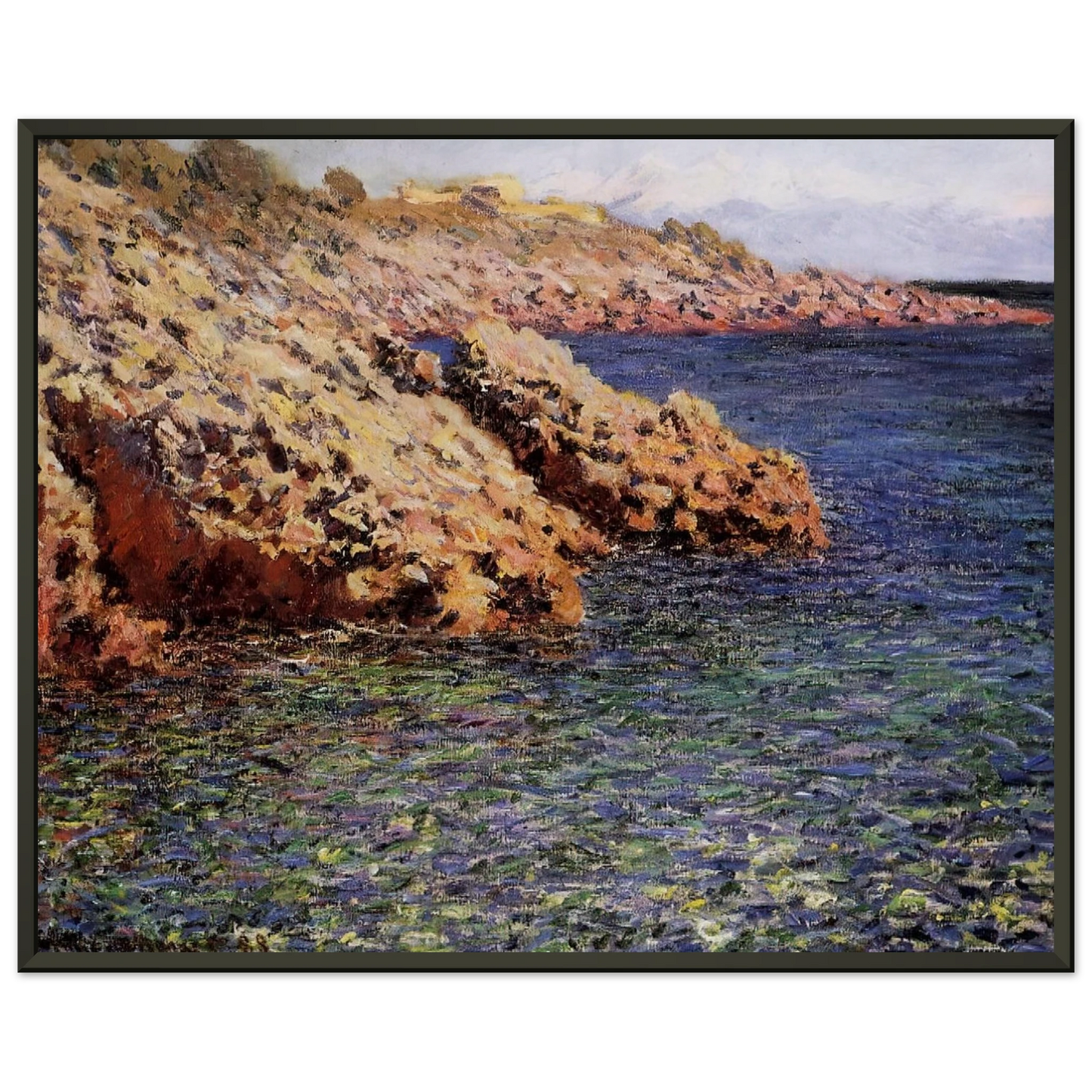claude monet  Rocks on the Mediterranean Coast Framed Art Print  - Aluminum Frame - 60x80 cm / 24x32 inches