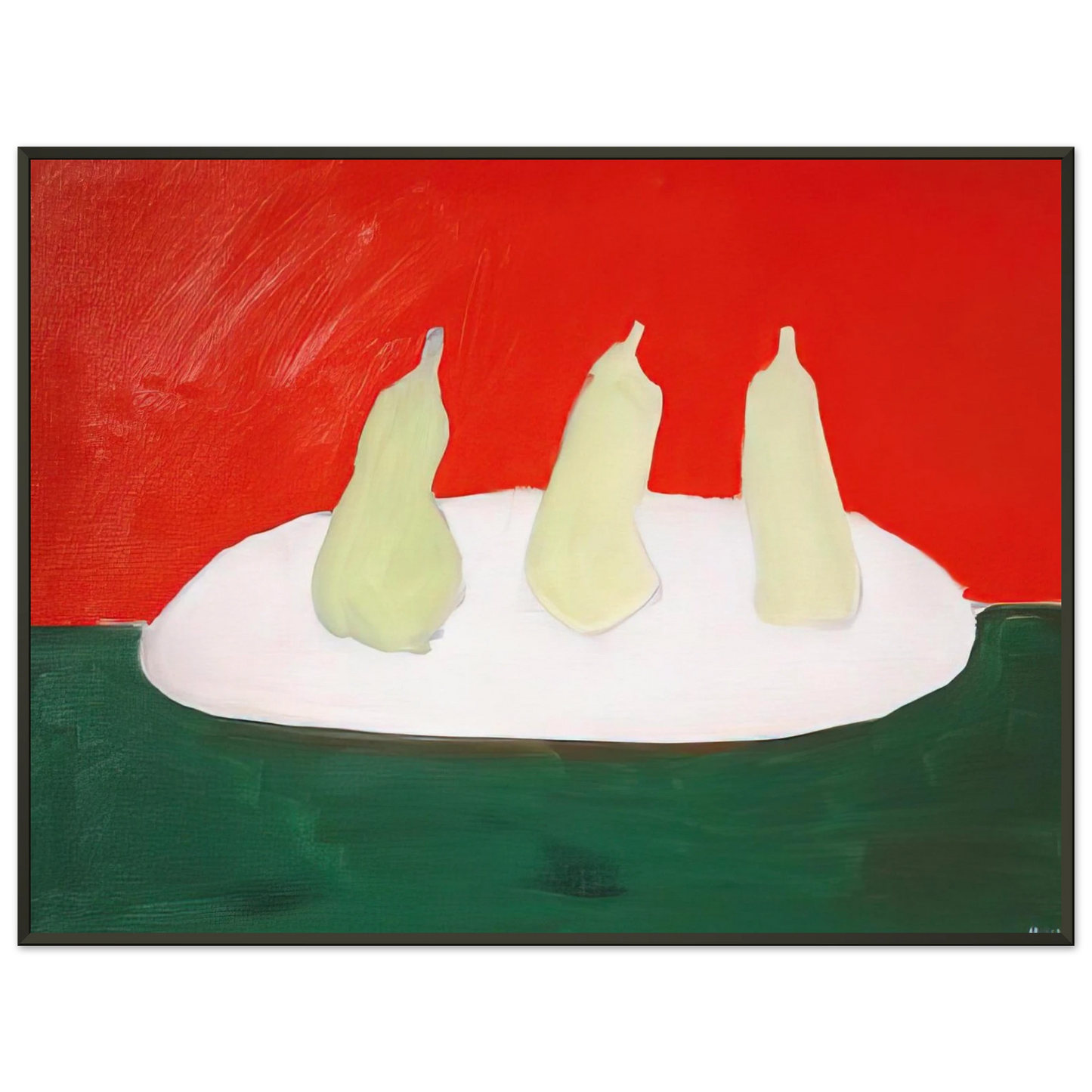 Nicolas de Stael Nature morte poires fond vert et orange Art Informel Framed Art Print - Aluminum Frame - 40x50 cm / 16x20 inches