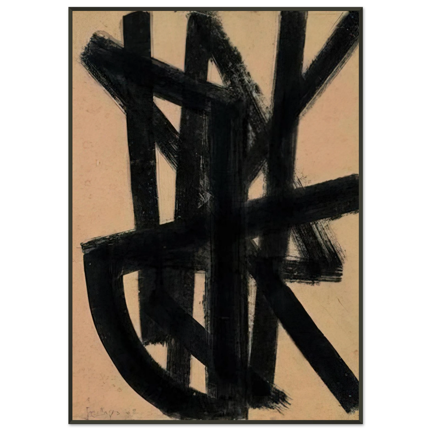 Pierre Soulages Brou de noix 65 x 50 cm 1948 1948 Framed Art Print - Aluminum Frame - 21x29.7 cm / 8x12"